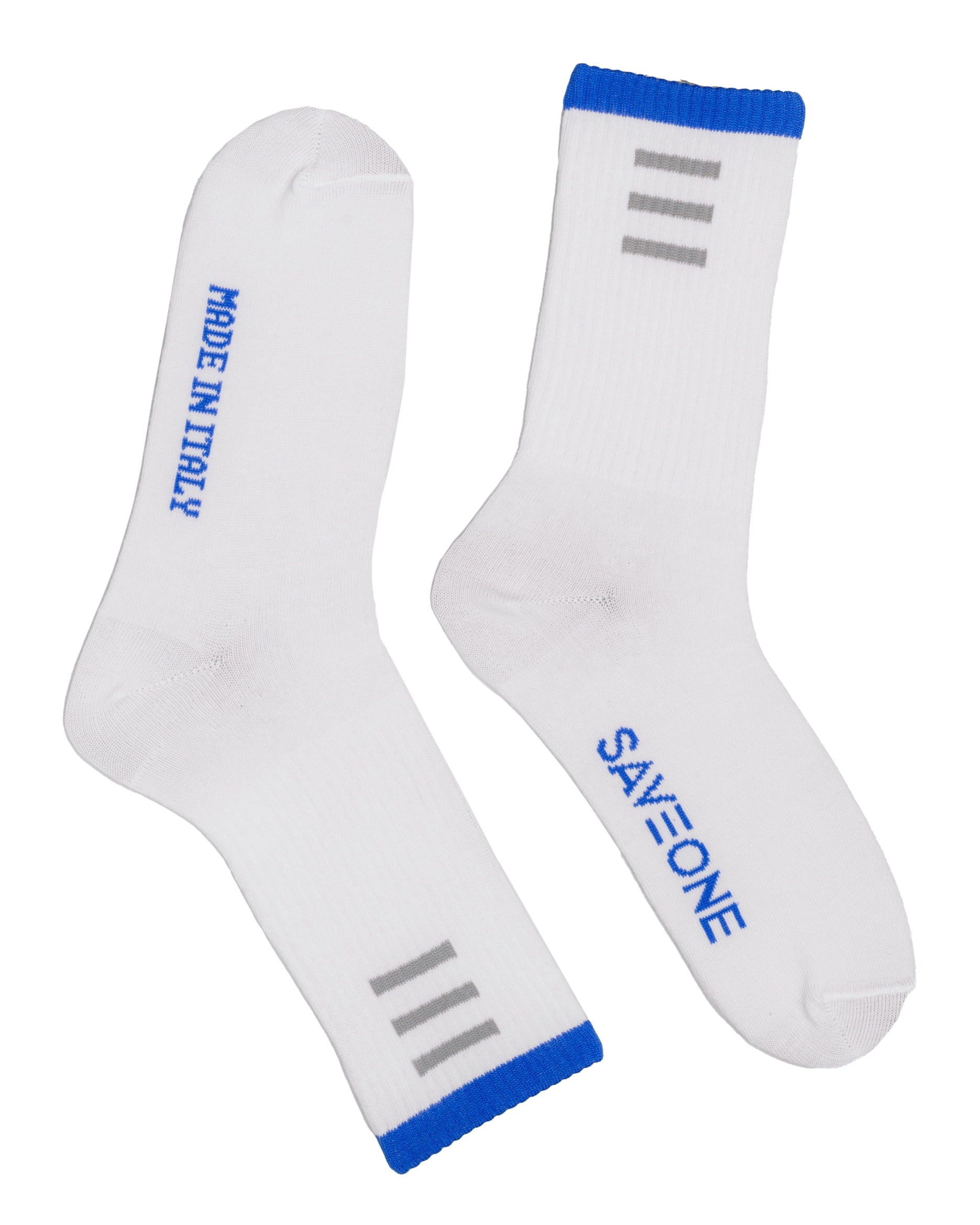 RUSSELL - CHAUSSETTES EN ÉPONGE BLANCHES ET BLEUES