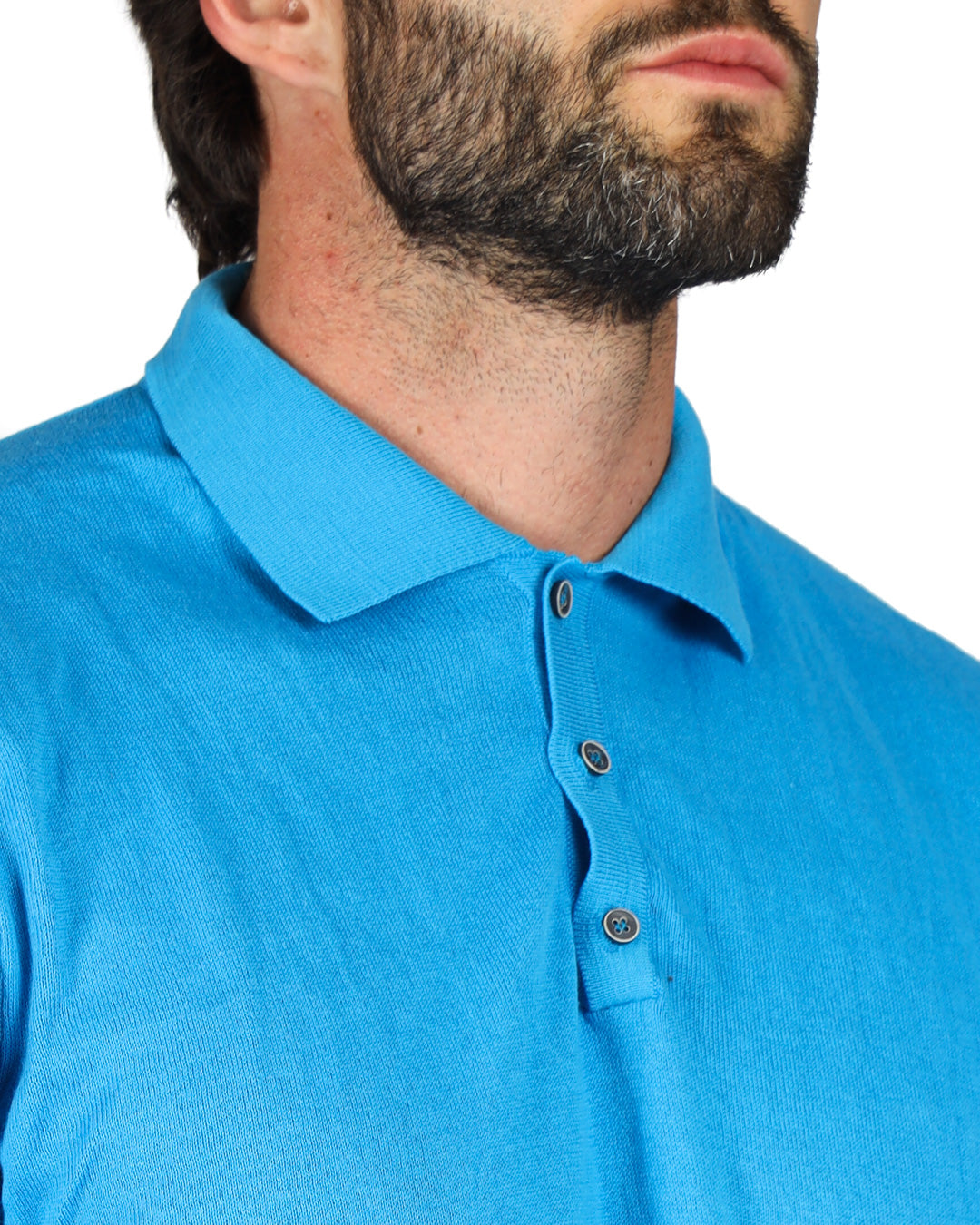 ROGER - LIGHT BLUE KNITTED POLO SHIRT