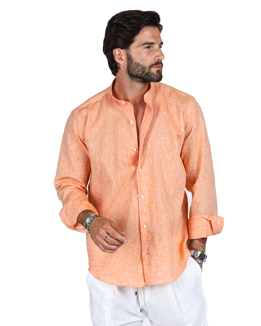 Positano - Orange Korean linen shirt