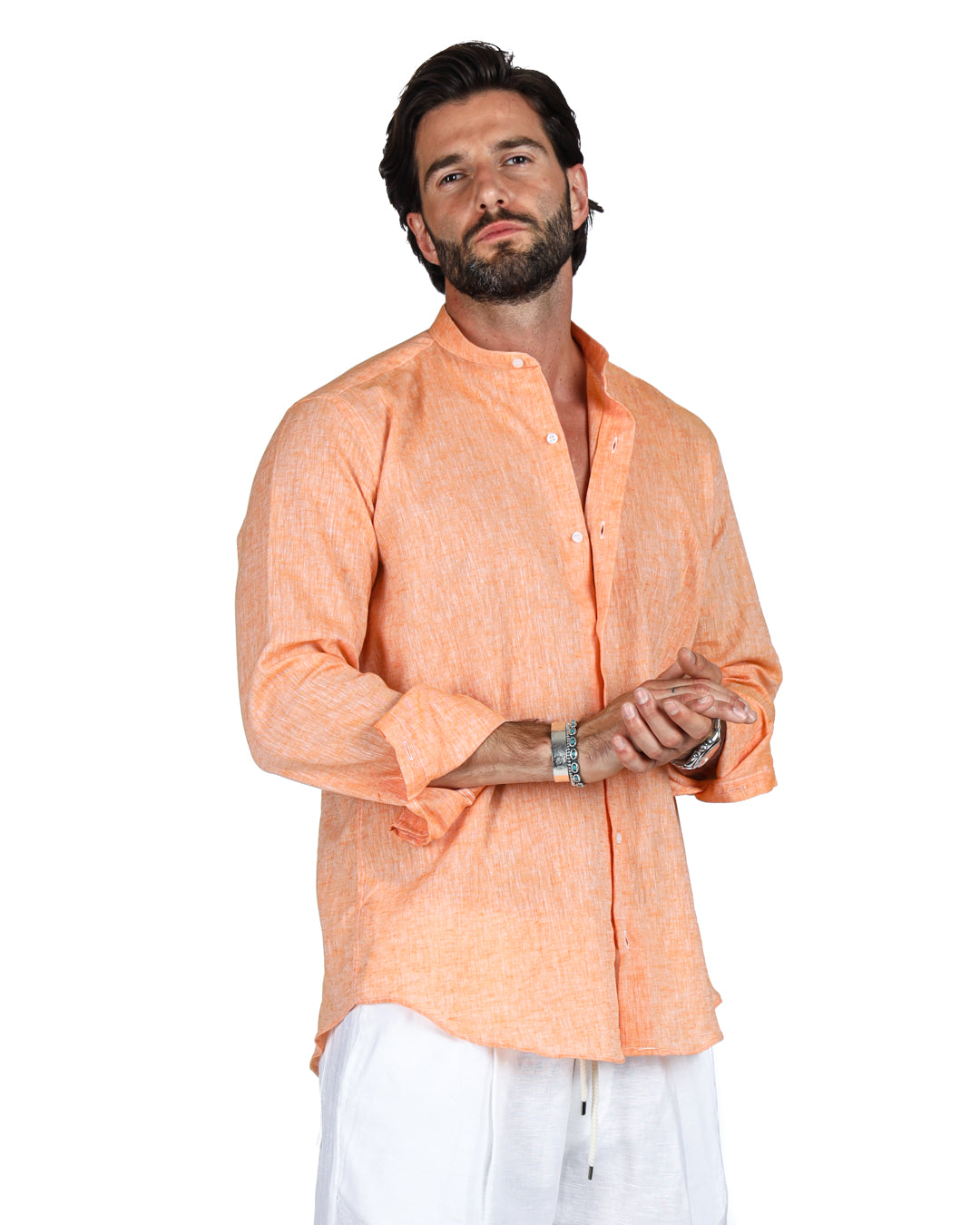 Positano - Orange Korean linen shirt