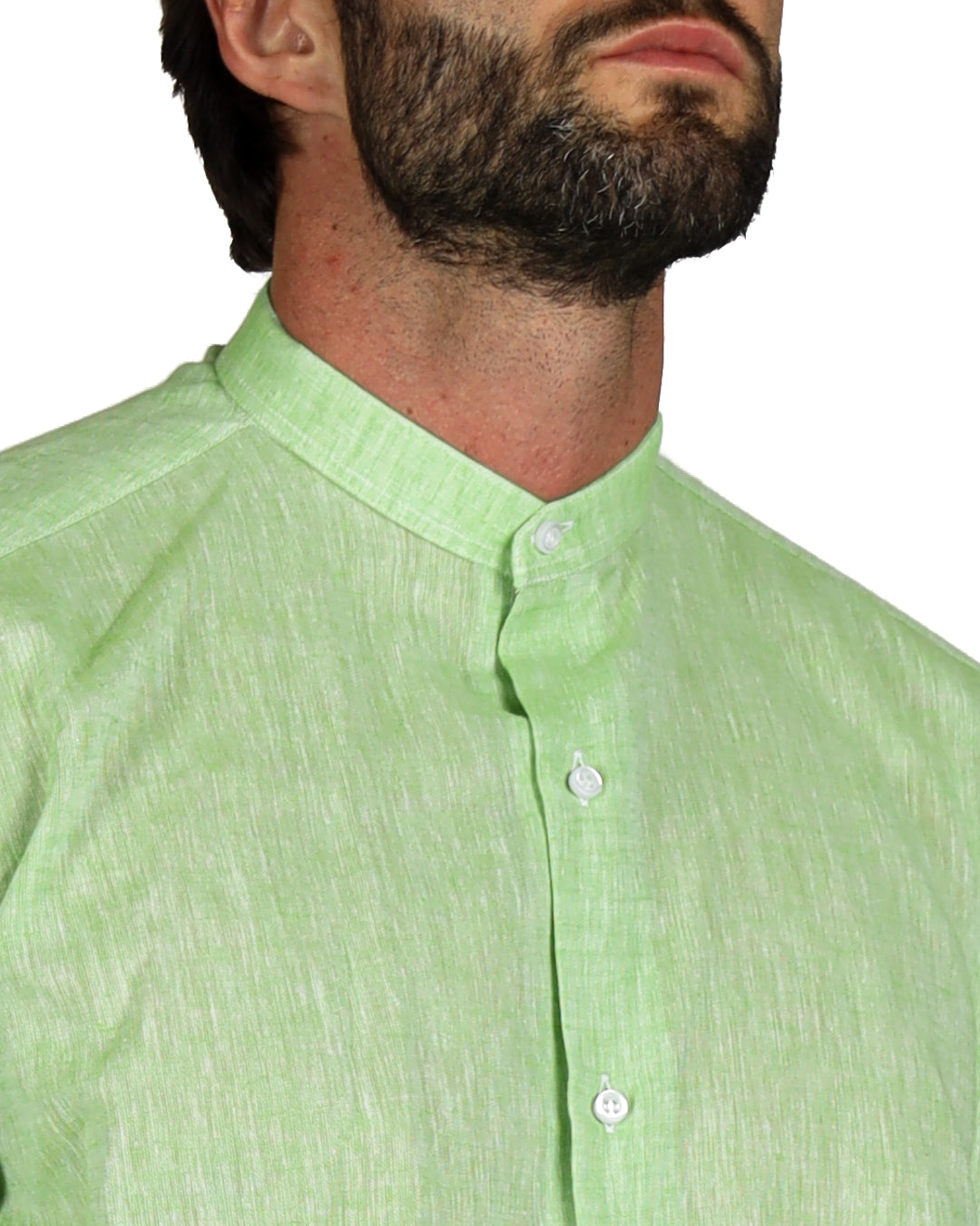Positano - Camicia coreana verde mela in lino