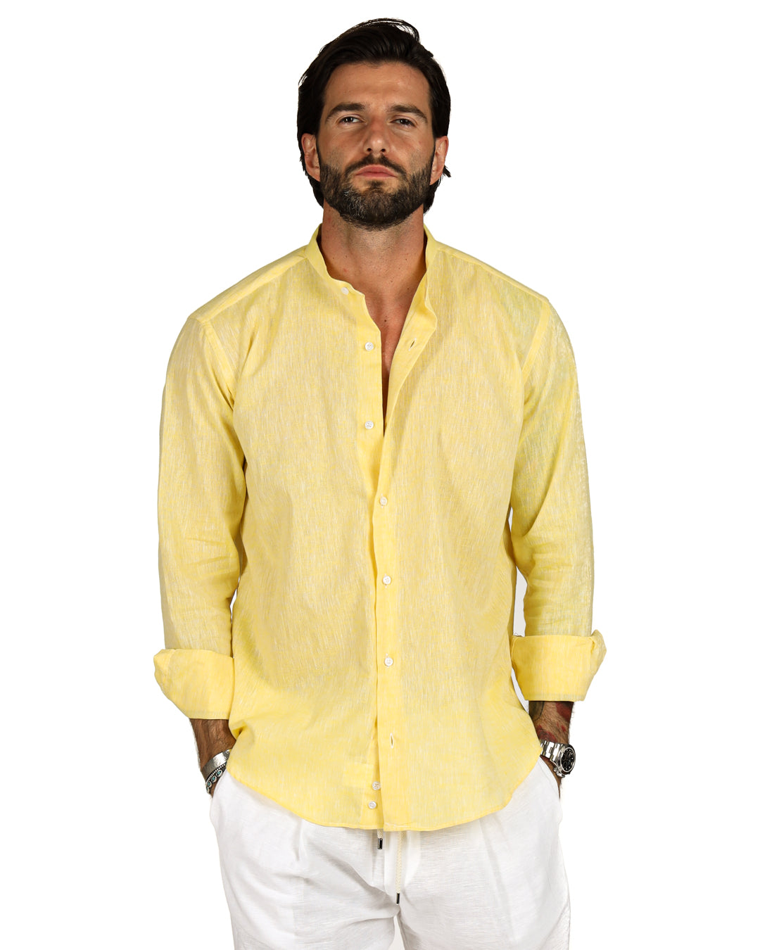 Positano - Yellow linen Korean shirt