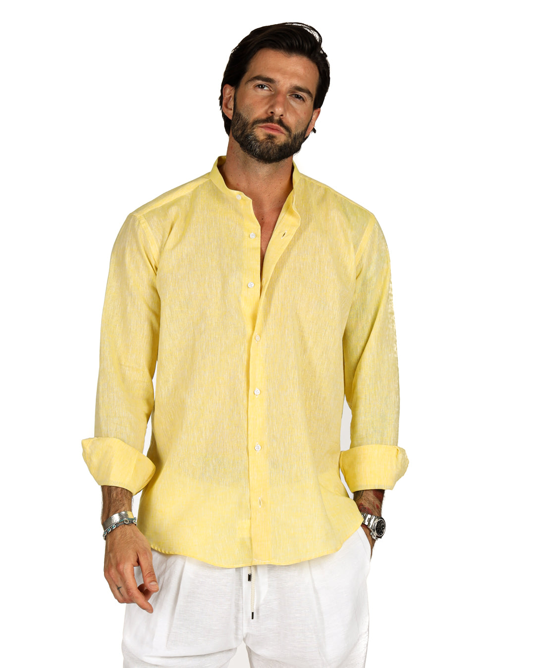 Positano - Yellow linen Korean shirt