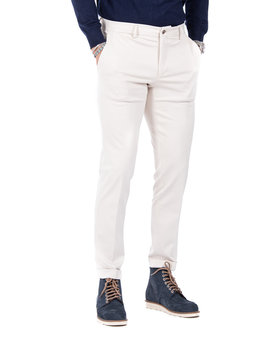 Mustang - cream milan stitch trousers