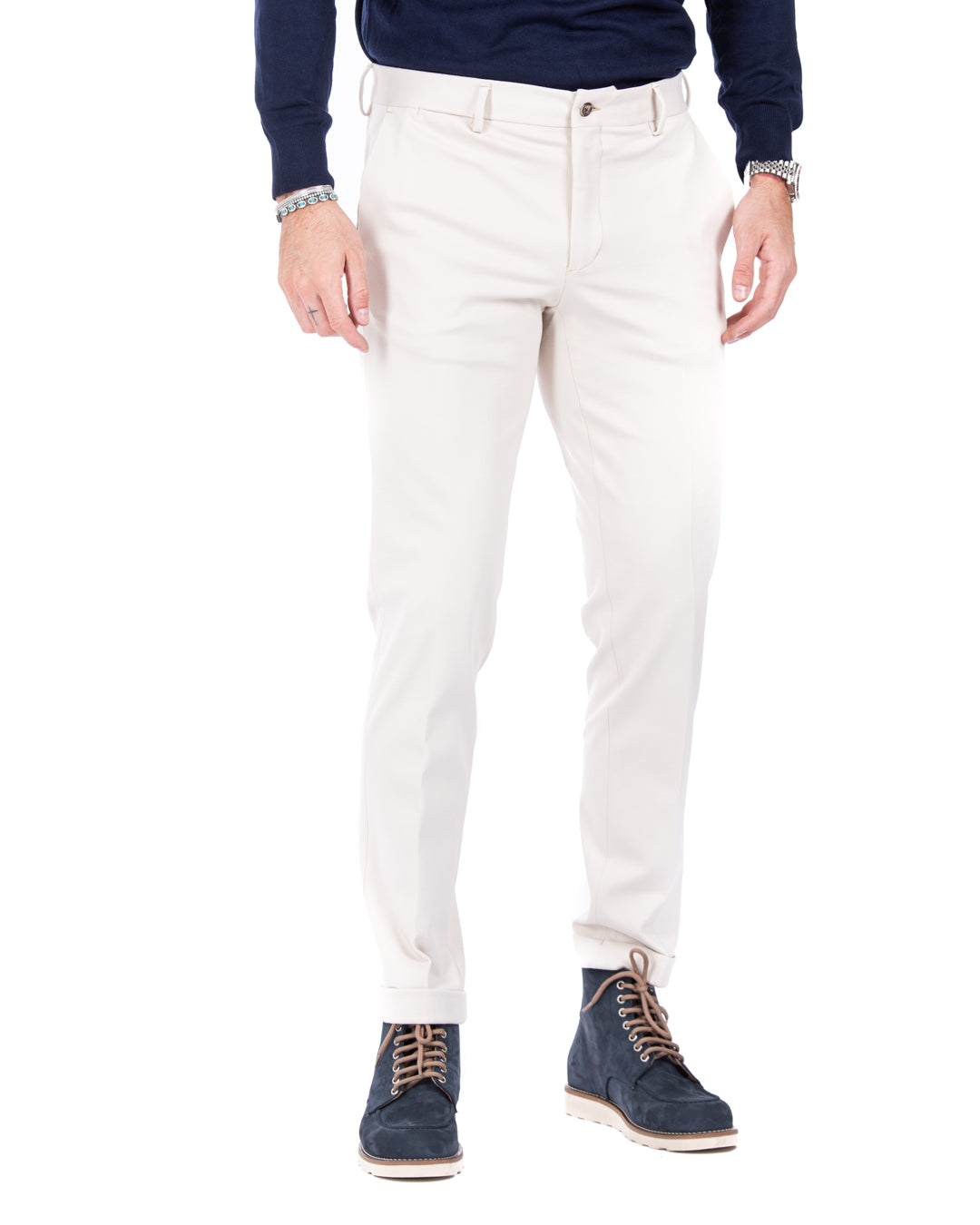 Mustang - cream milan stitch trousers