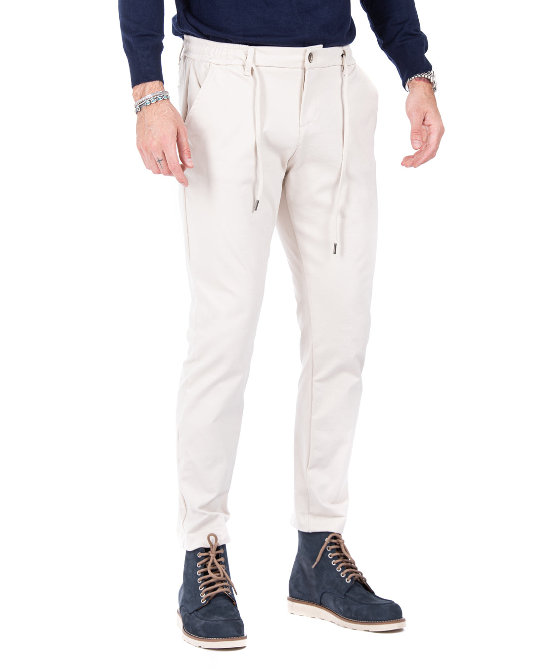 Mustang - pantalon en point de Milan crème