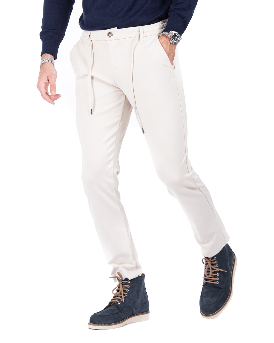 Mustang - pantalon en point de Milan crème