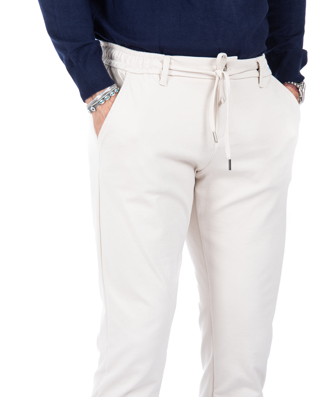 Mustang - pantalon en point de Milan crème