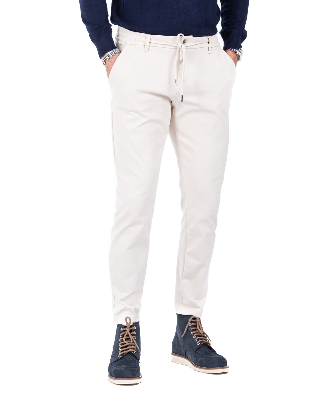 Mustang - pantalon en point de Milan crème