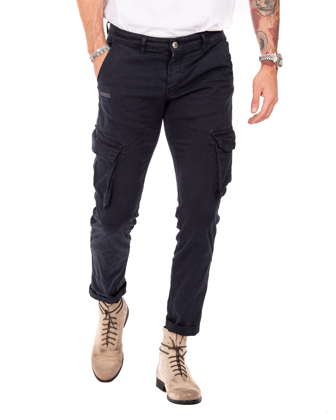 Roy - pantalon cargo bleu