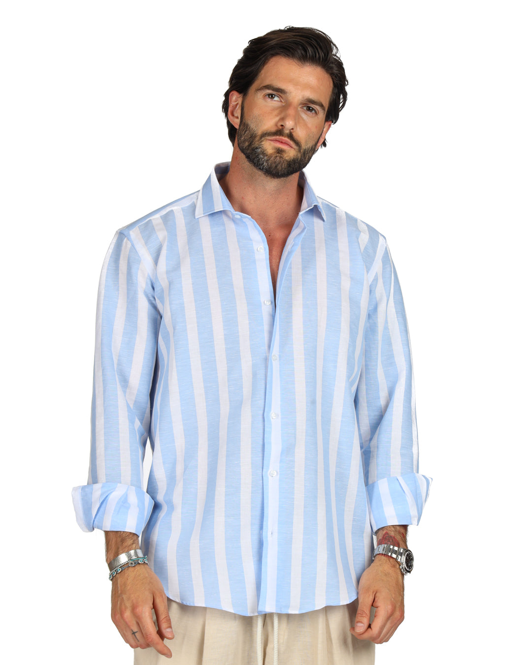 Amalfi - Classic blue maxi stripe shirt