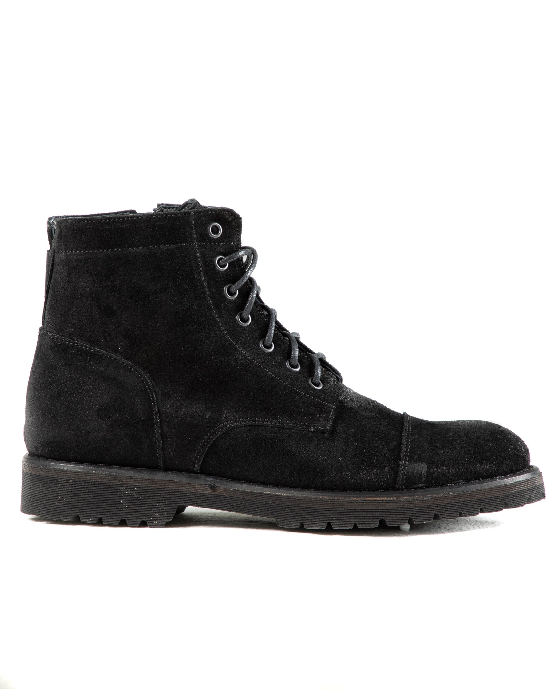 Z01 - BOTTINES EN DAIM NOIR AVEC ZIP