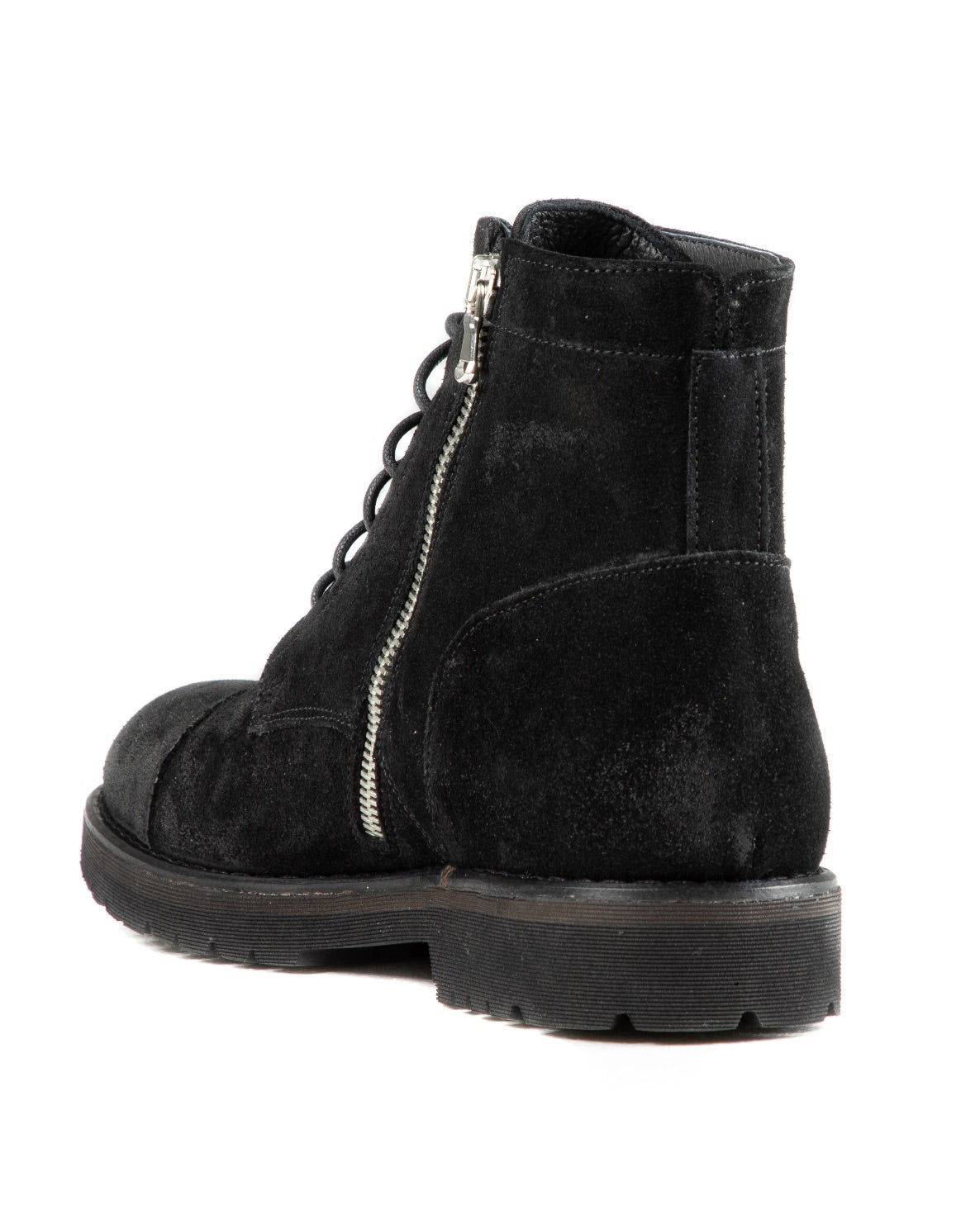 Z01 - BOTTINES EN DAIM NOIR AVEC ZIP