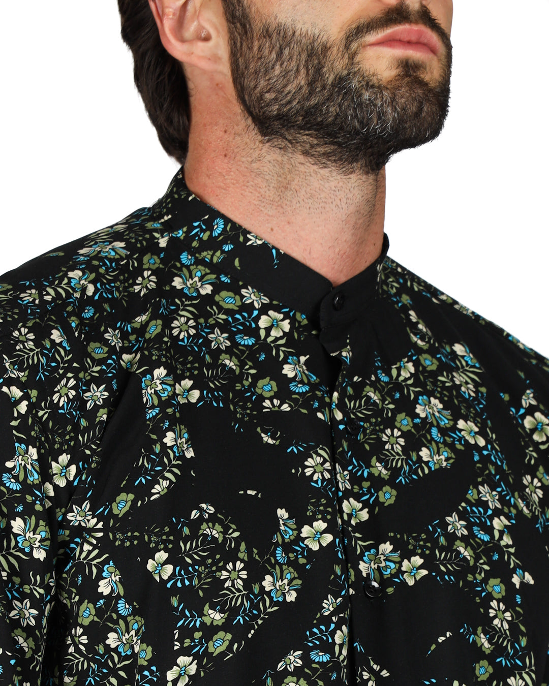 Aruba - Korean shirt with blue floral pattern