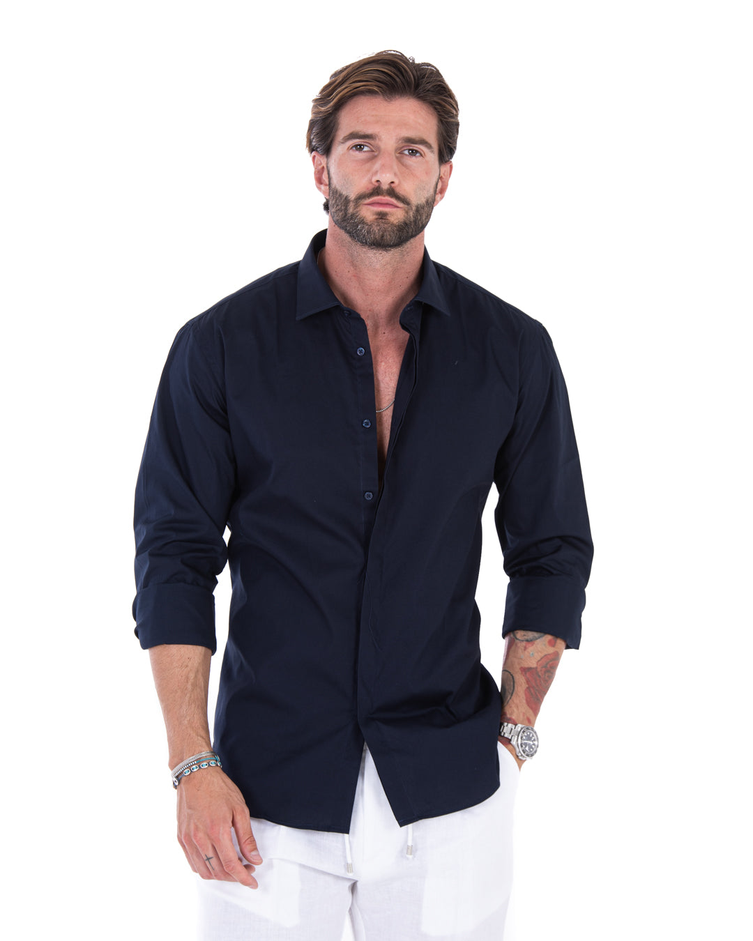 Chemise bleue classique - basique en coton