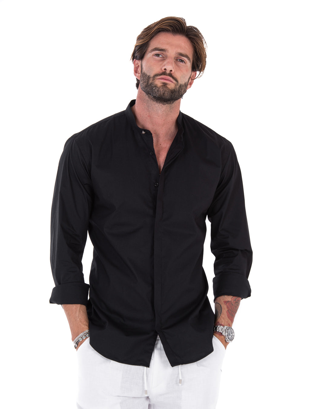 Shirt - basic black Korean cotton