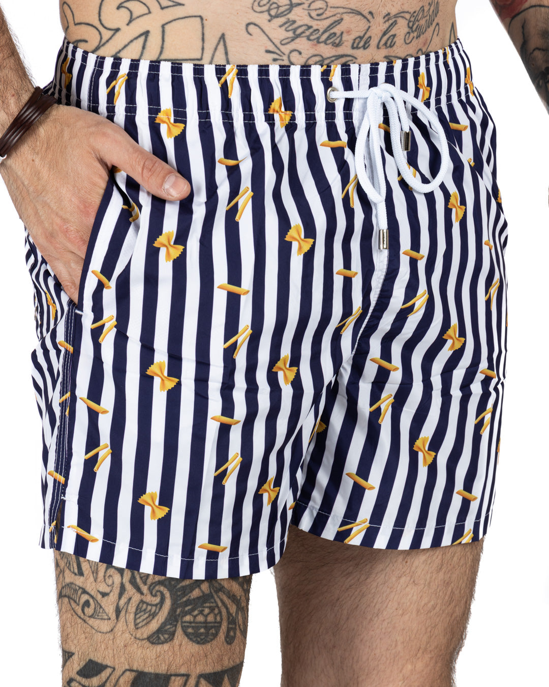 Swimsuit - Blue striped paste pattern