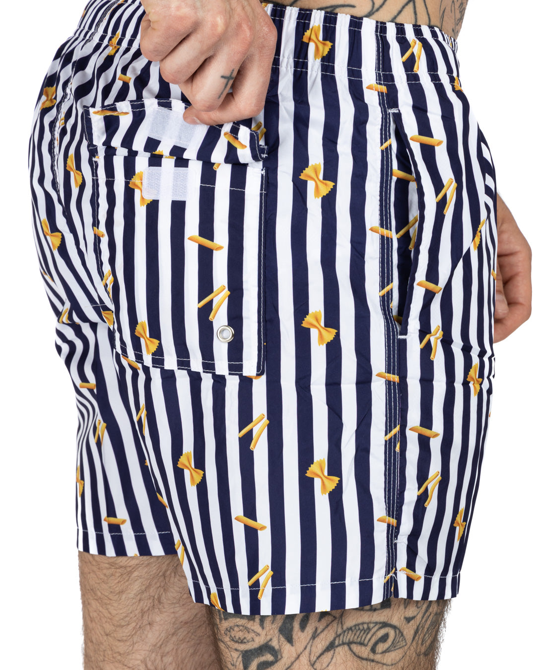 Swimsuit - Blue striped paste pattern