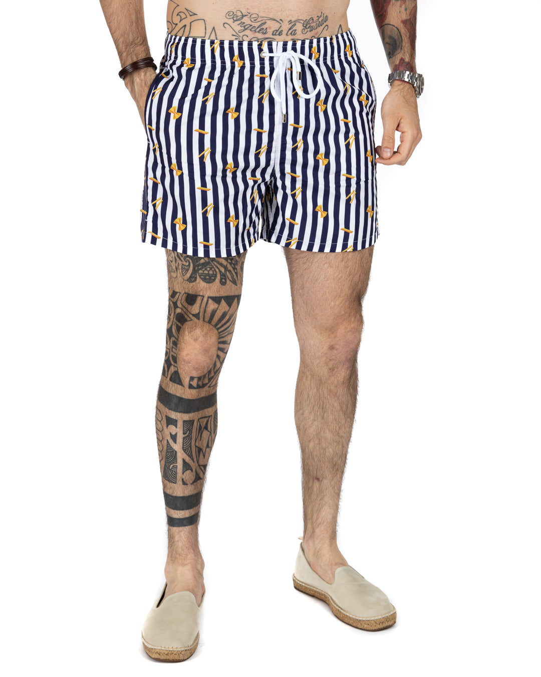 Swimsuit - Blue striped paste pattern