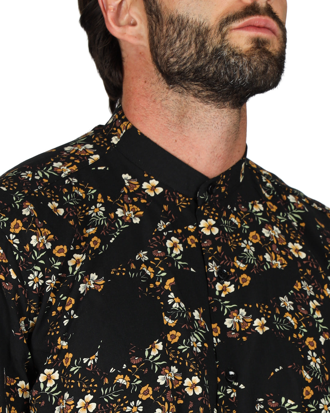 Curacao - Brown floral patterned Korean shirt