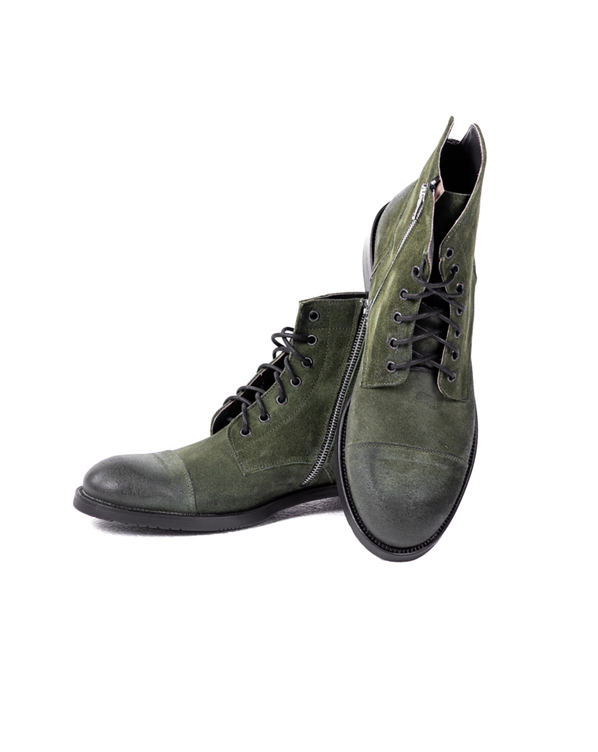 DAVY - BOTTINE AVEC ZIP EN DAIM VERT