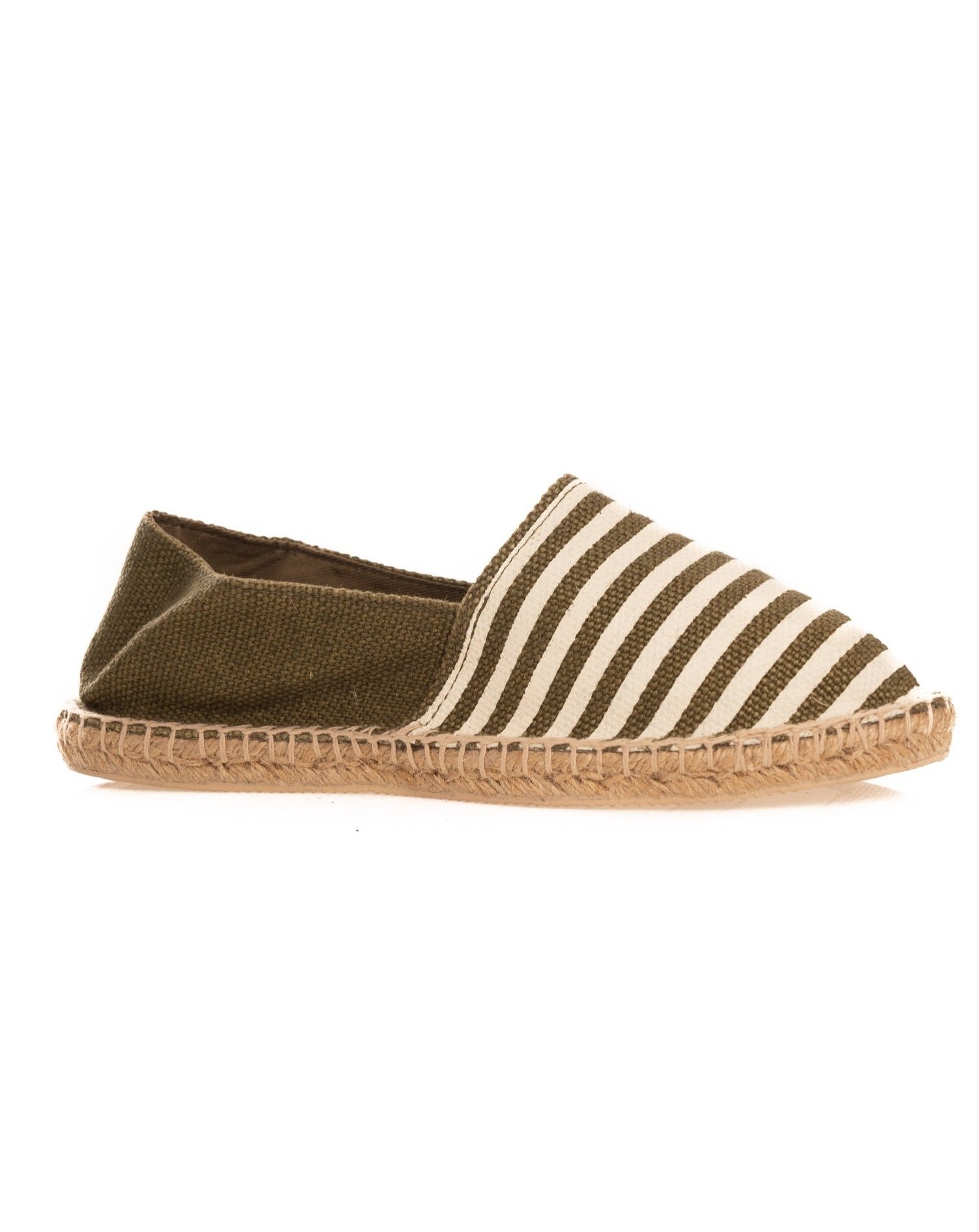 ESPADRILLES À RAYURES VERT MILITAIRE