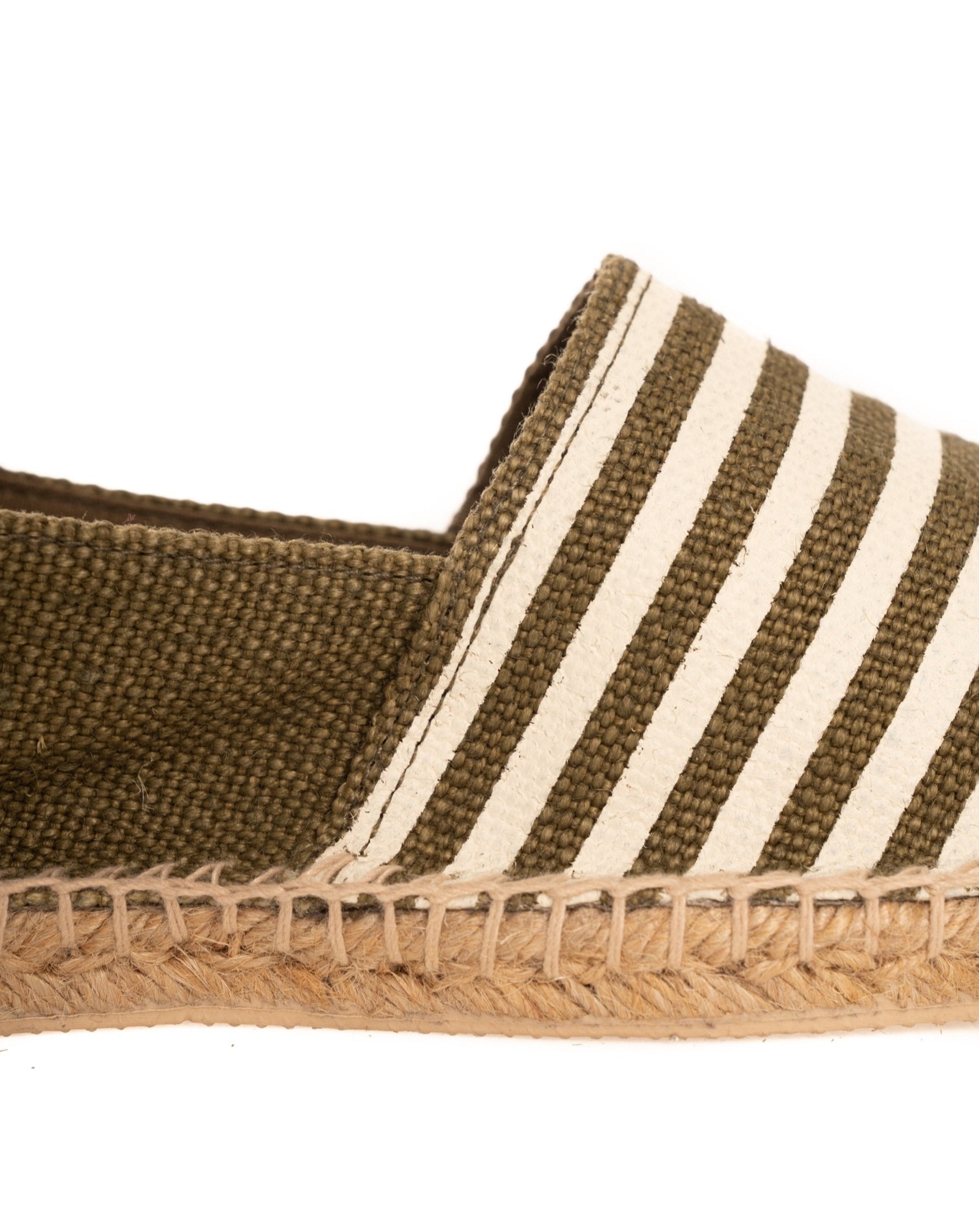 ESPADRILLES À RAYURES VERT MILITAIRE