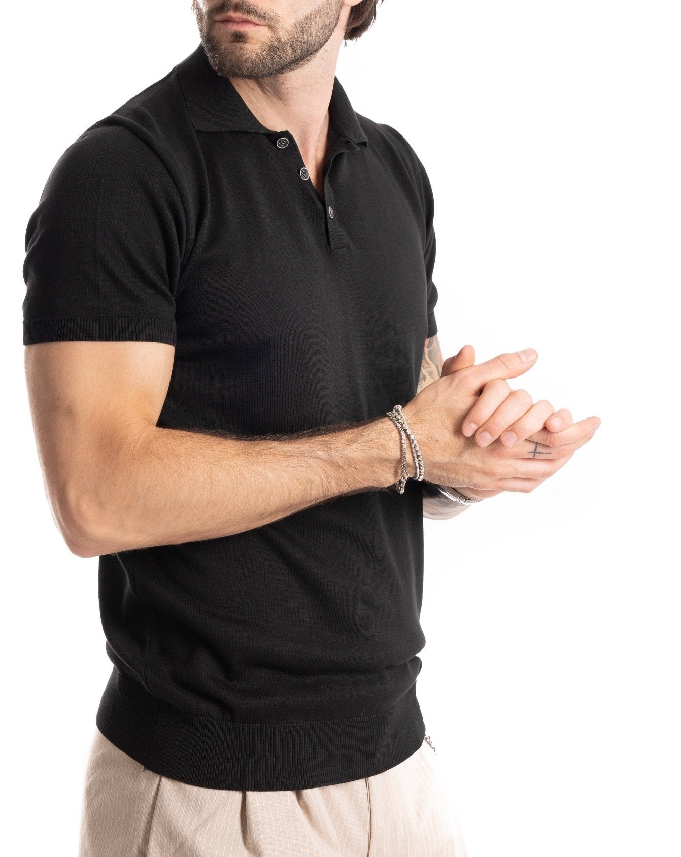 Roger - black knit polo