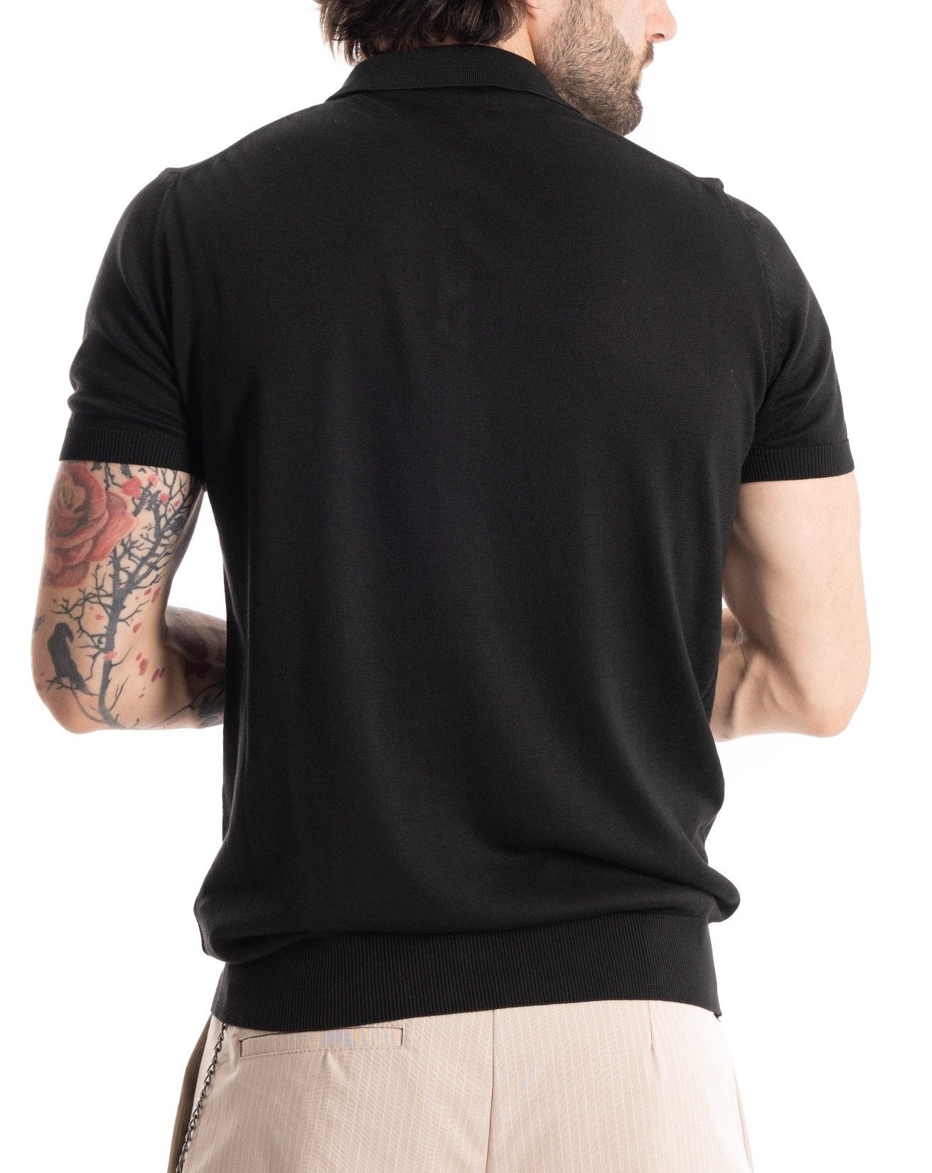 Roger - black knit polo