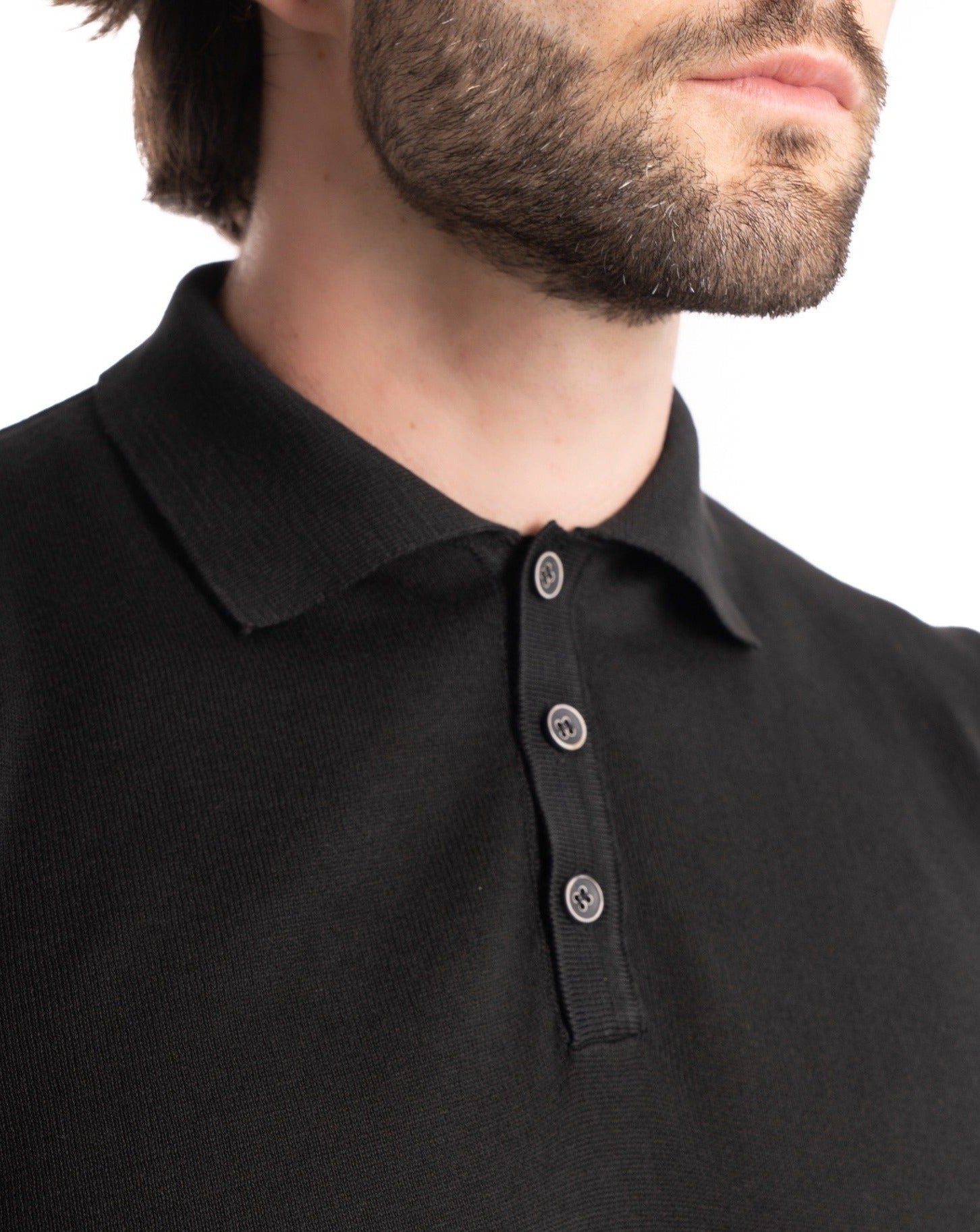Roger - black knit polo