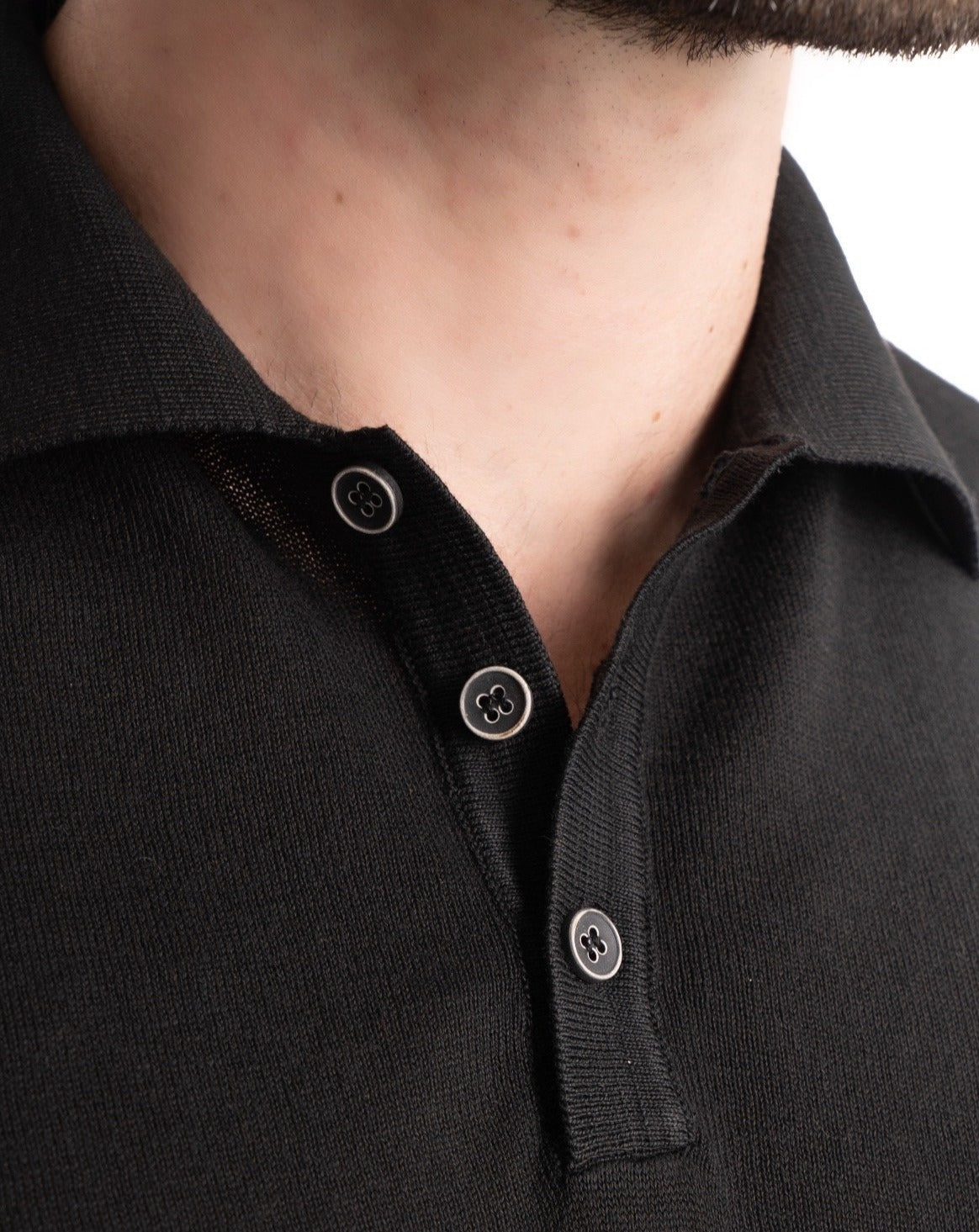 Roger - black knit polo