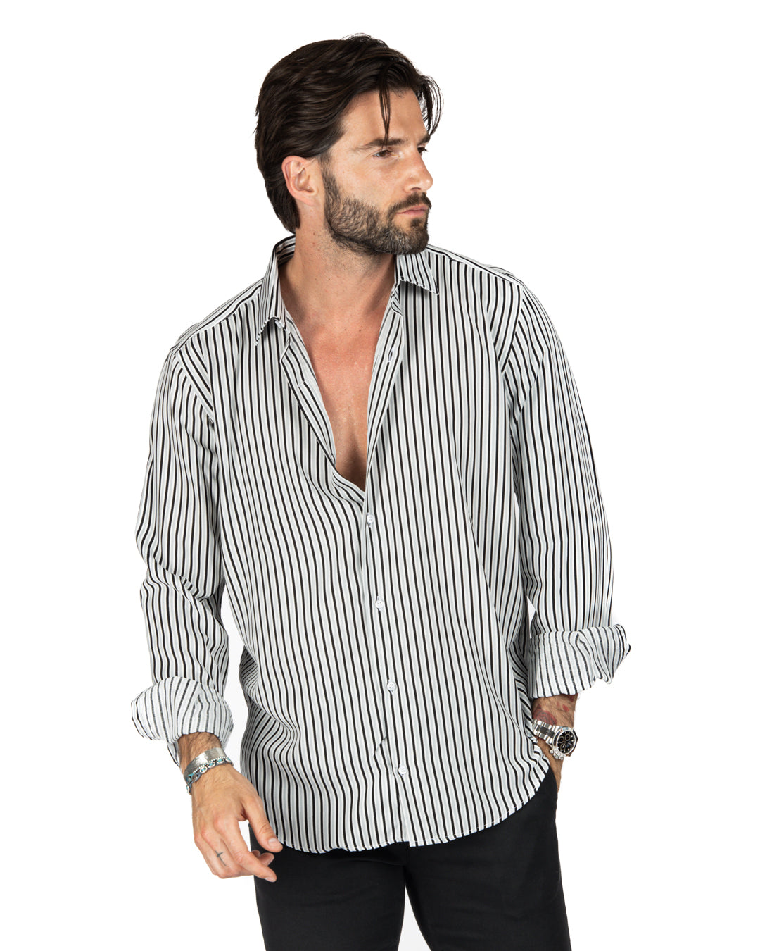 Grenada - Classic gray striped patterned shirt