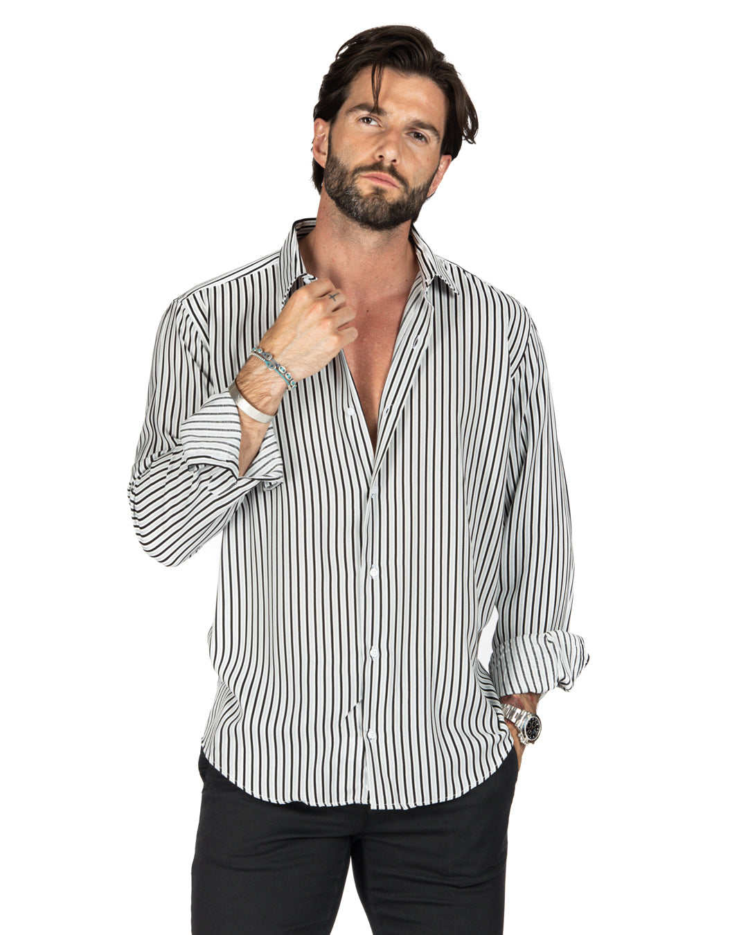 Grenada - Classic gray striped patterned shirt