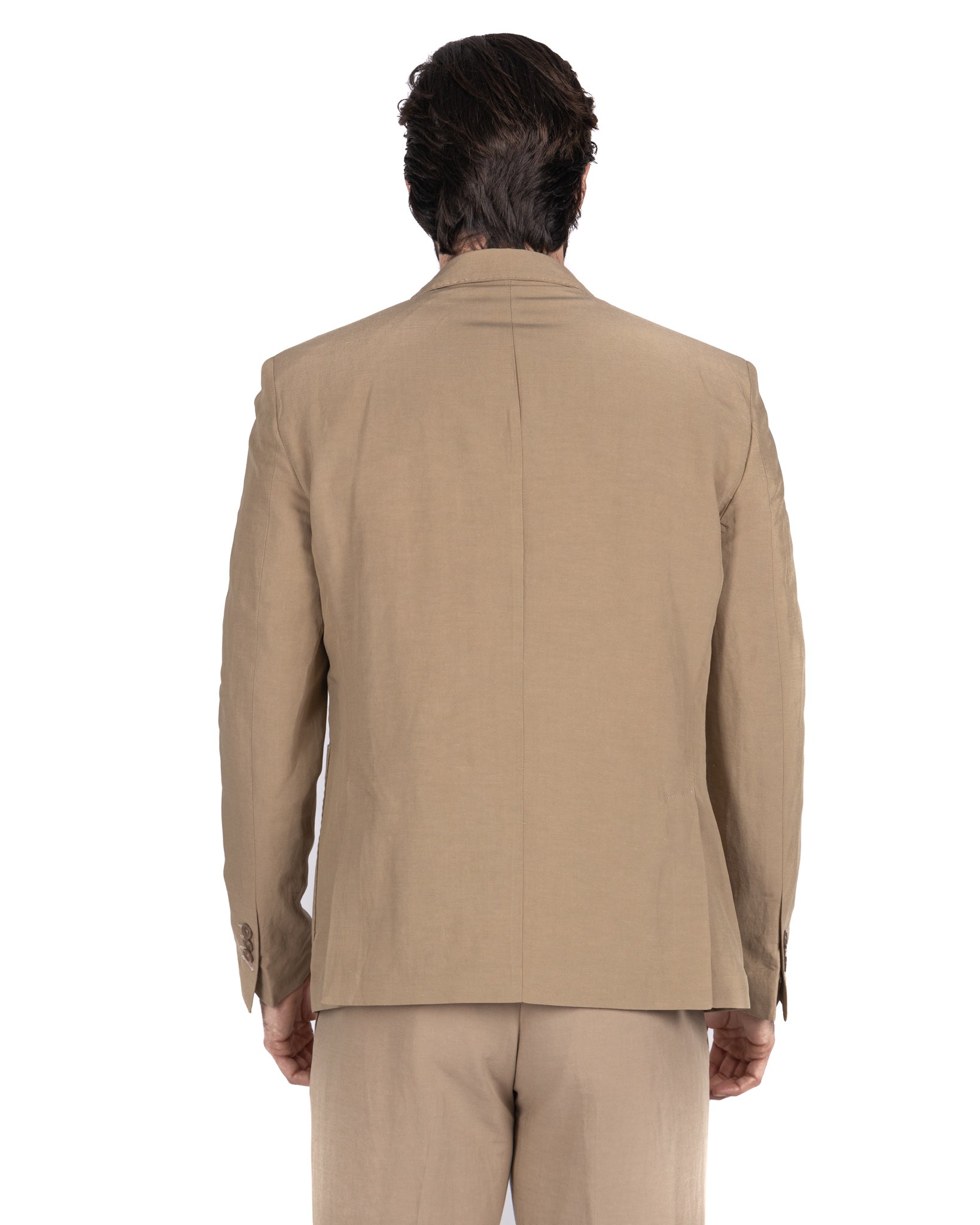 Ventotene - costume en lin camel à boutonnage simple