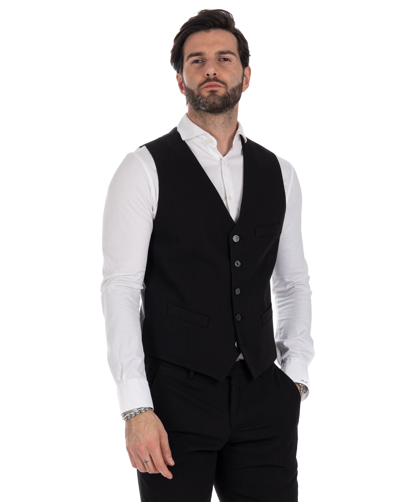 Dresde - gilet noir à simple boutonnage
