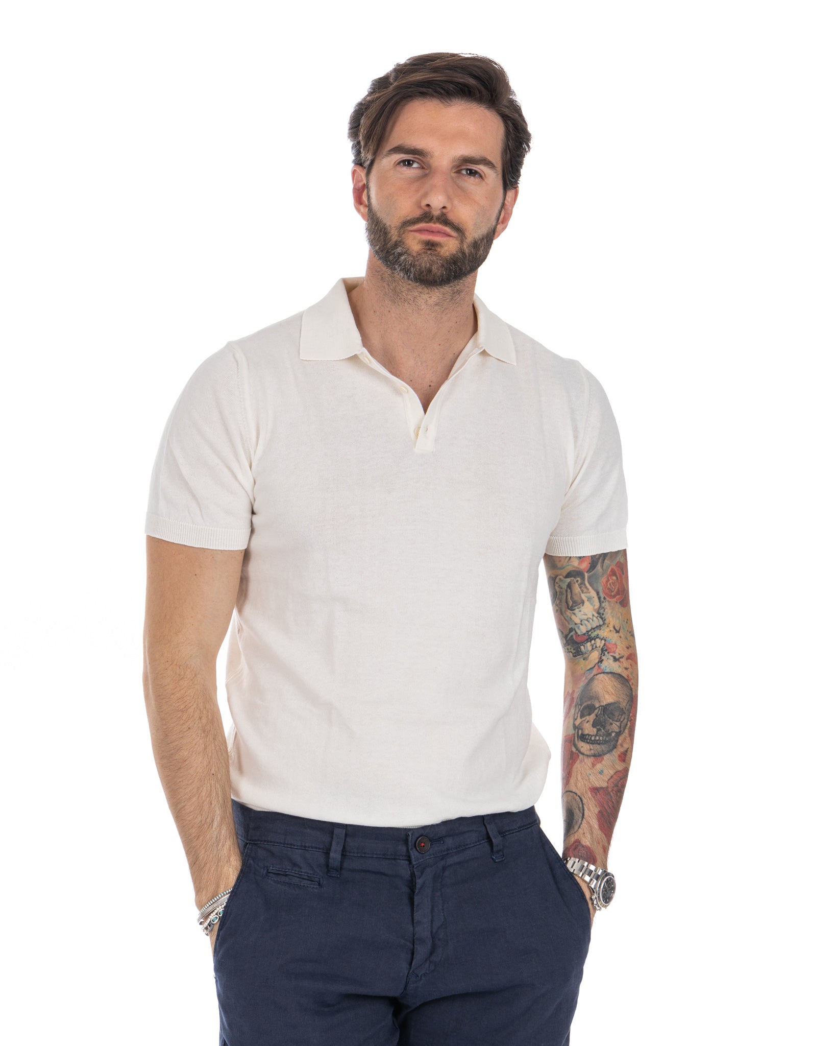 Roger - polo en maille blanc