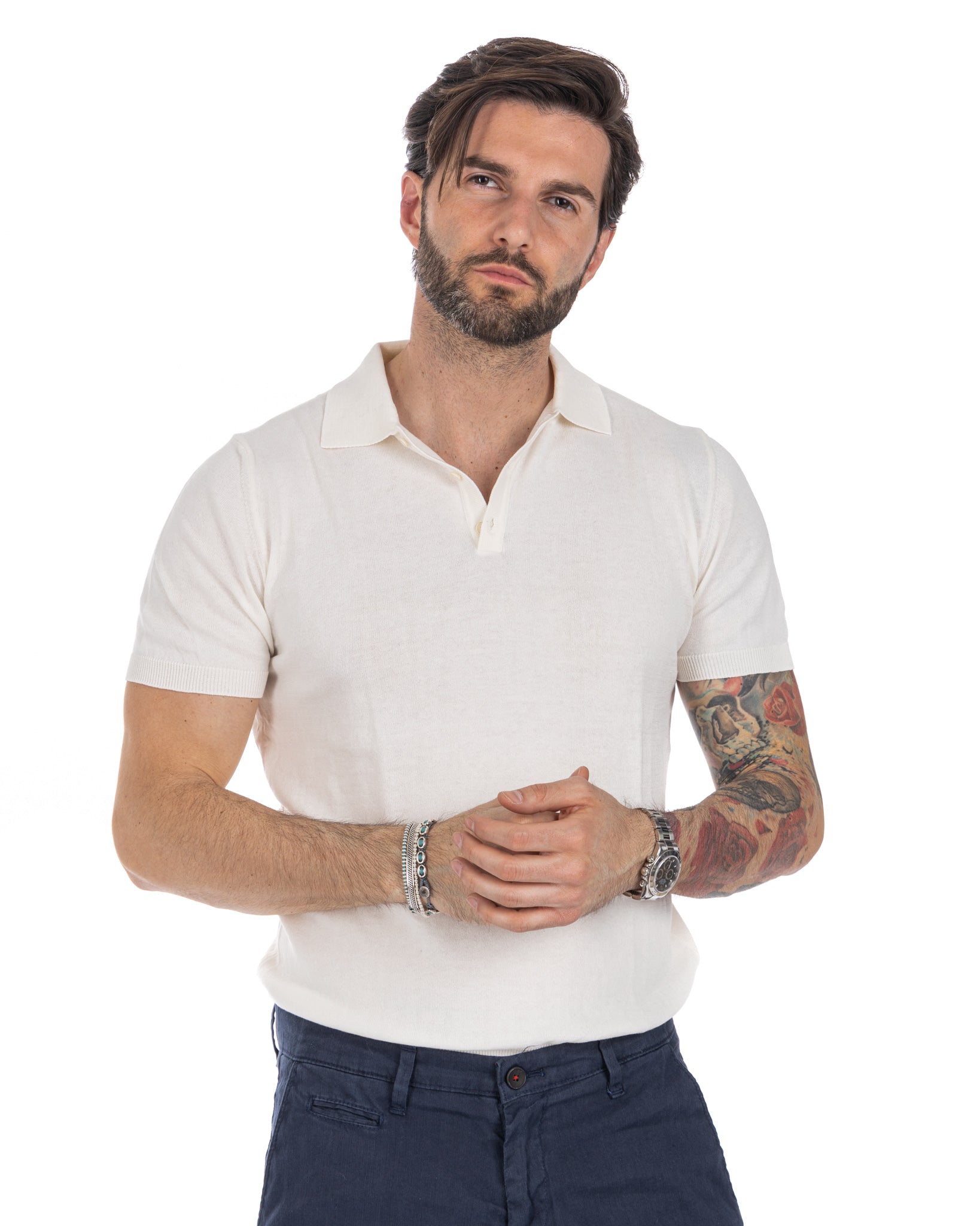 Roger - polo en maille blanc