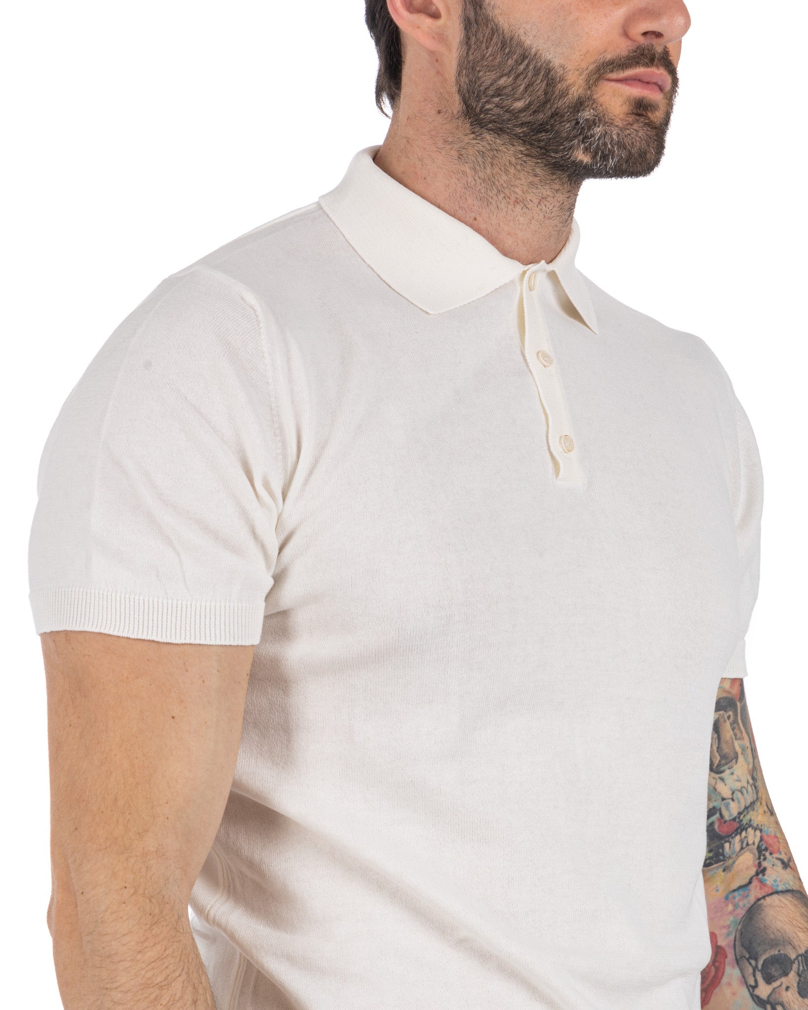 Roger - polo en maille blanc
