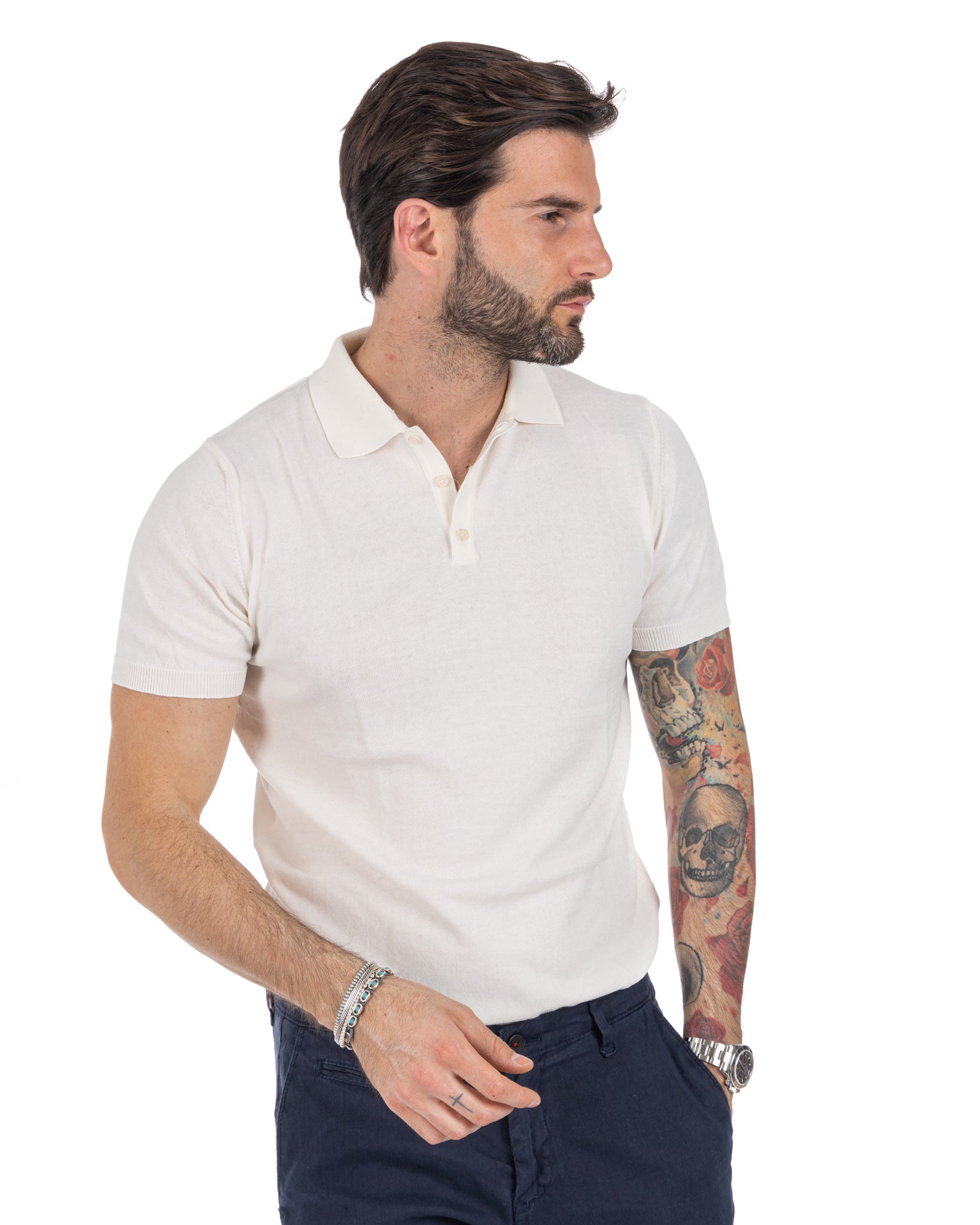 Roger - polo en maille blanc