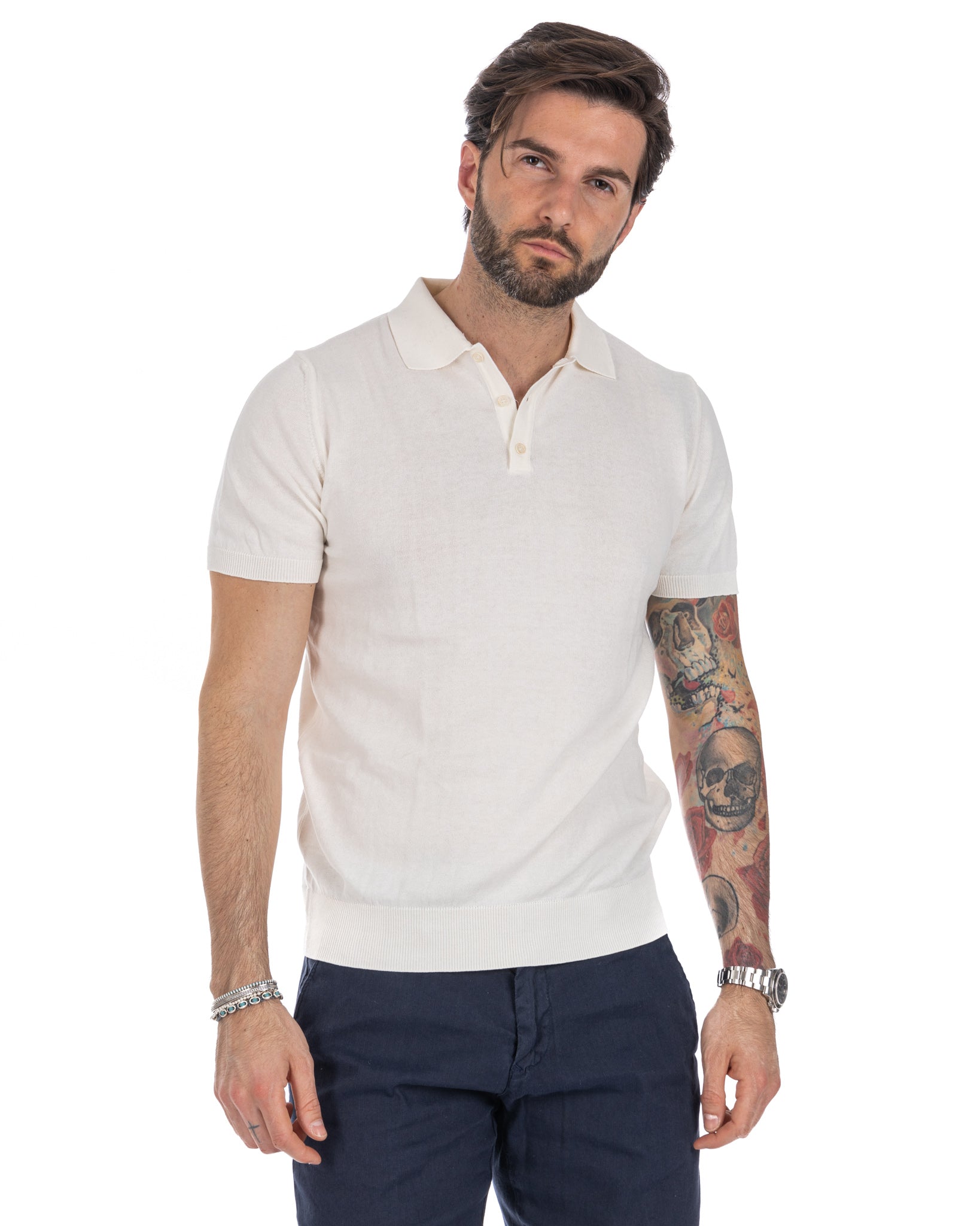 Roger - polo en maille blanc