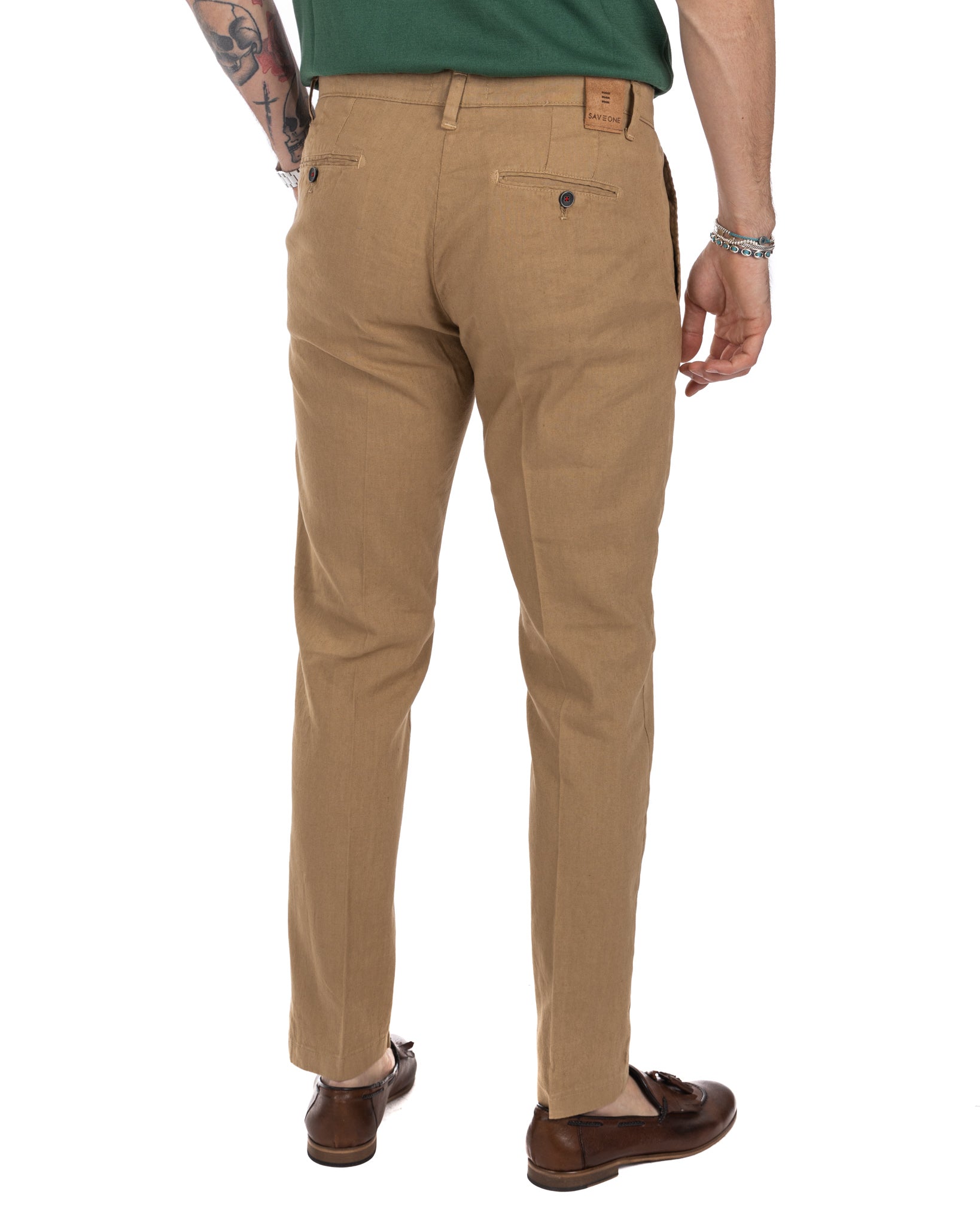 Didier - pantalone biscotto in lino stretch