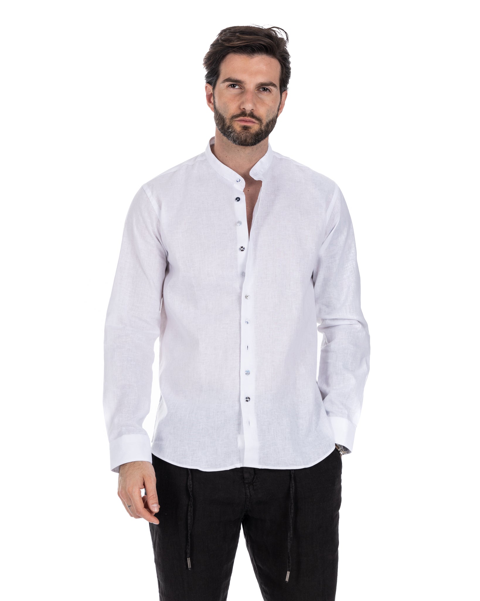 Positano - white linen Korean shirt