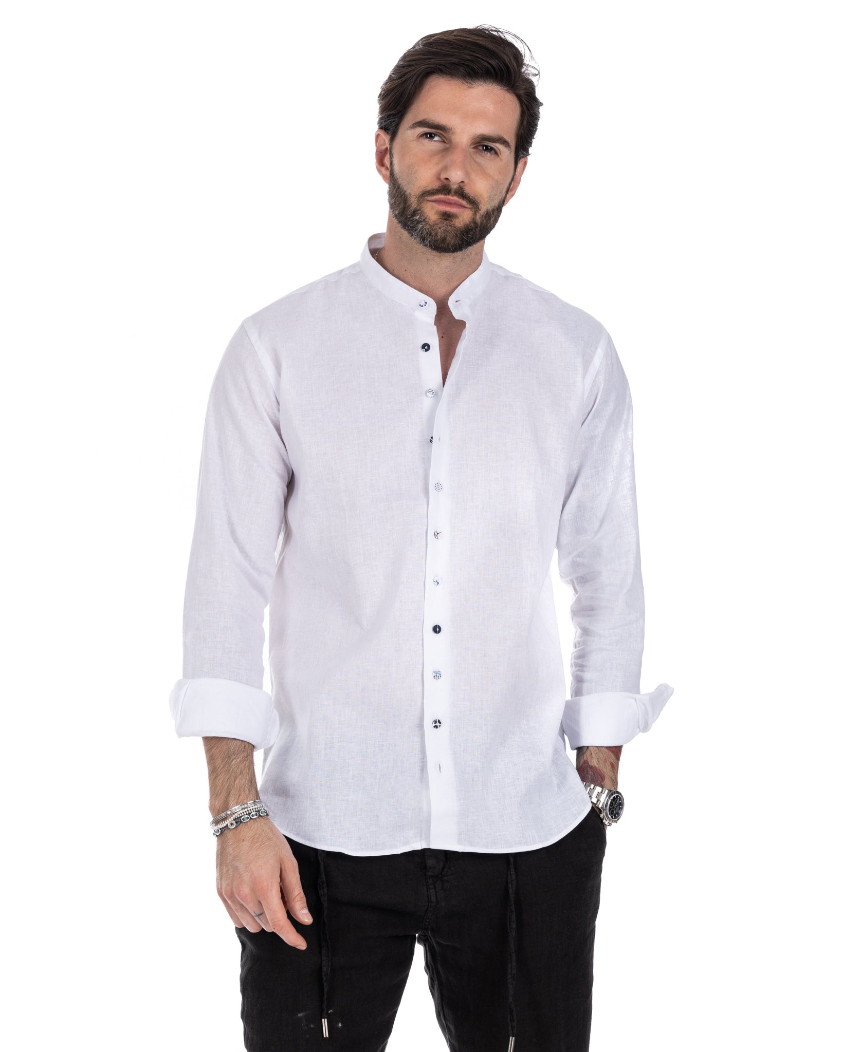 Positano - white linen Korean shirt