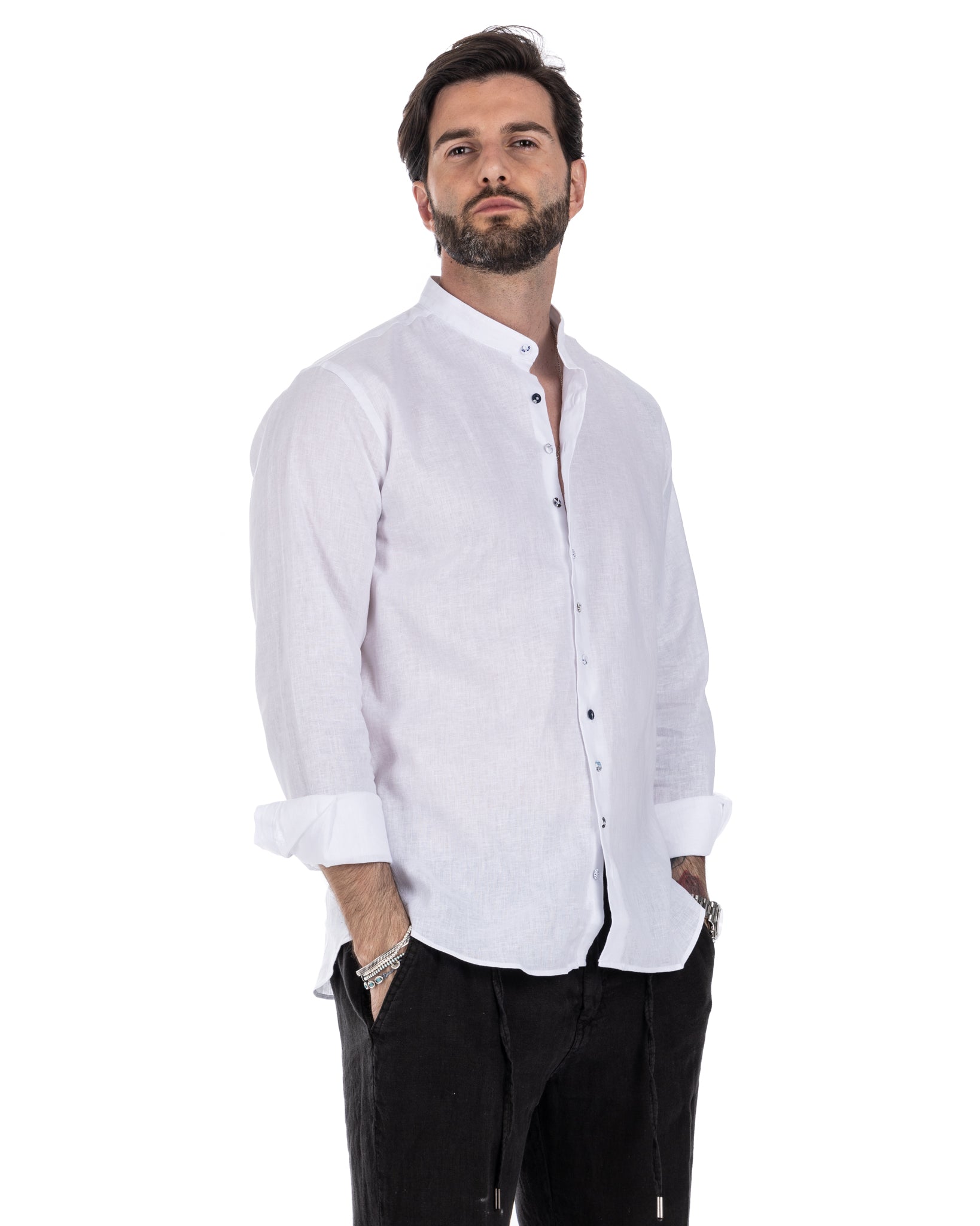 Positano - white linen Korean shirt