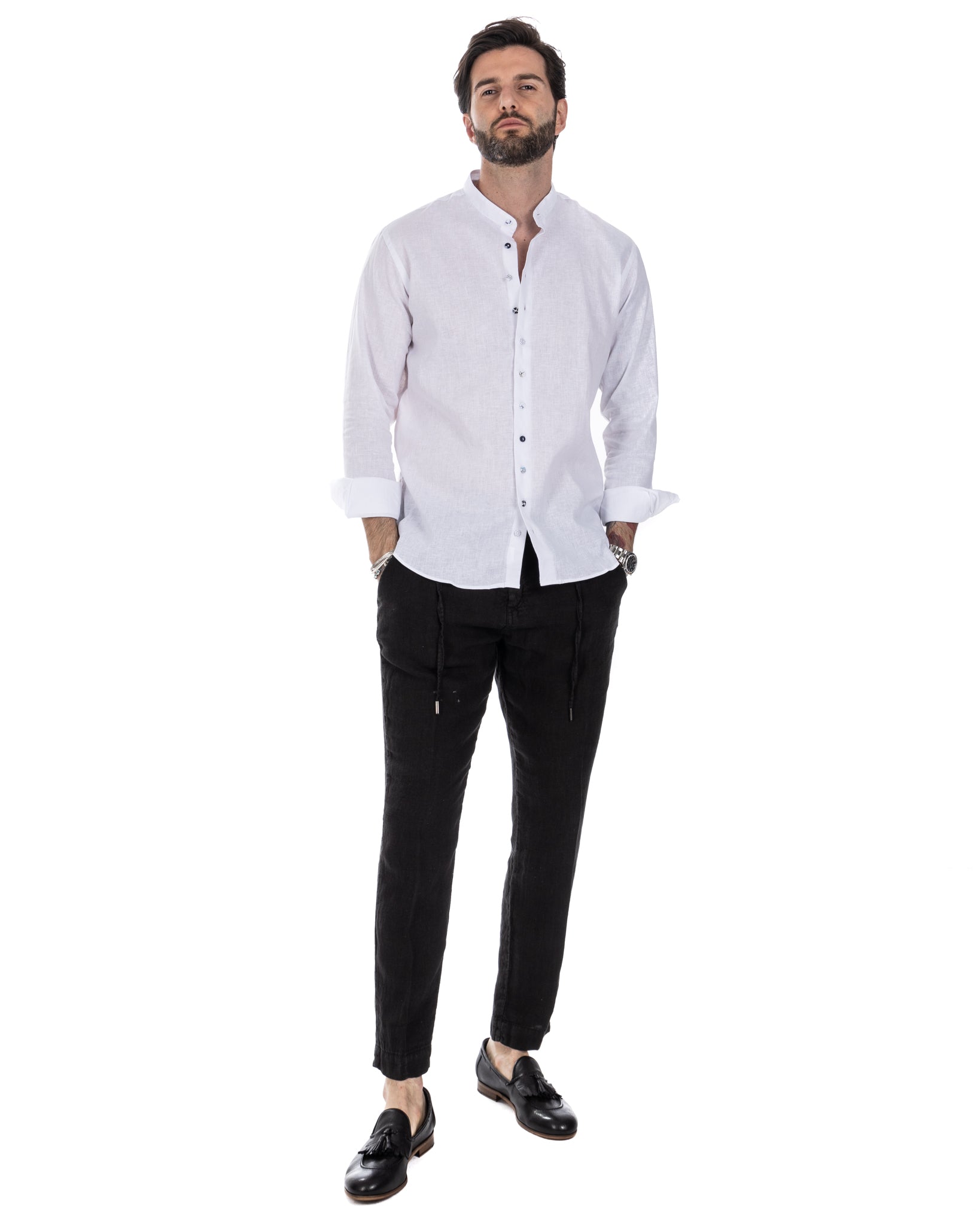 Positano - white linen Korean shirt