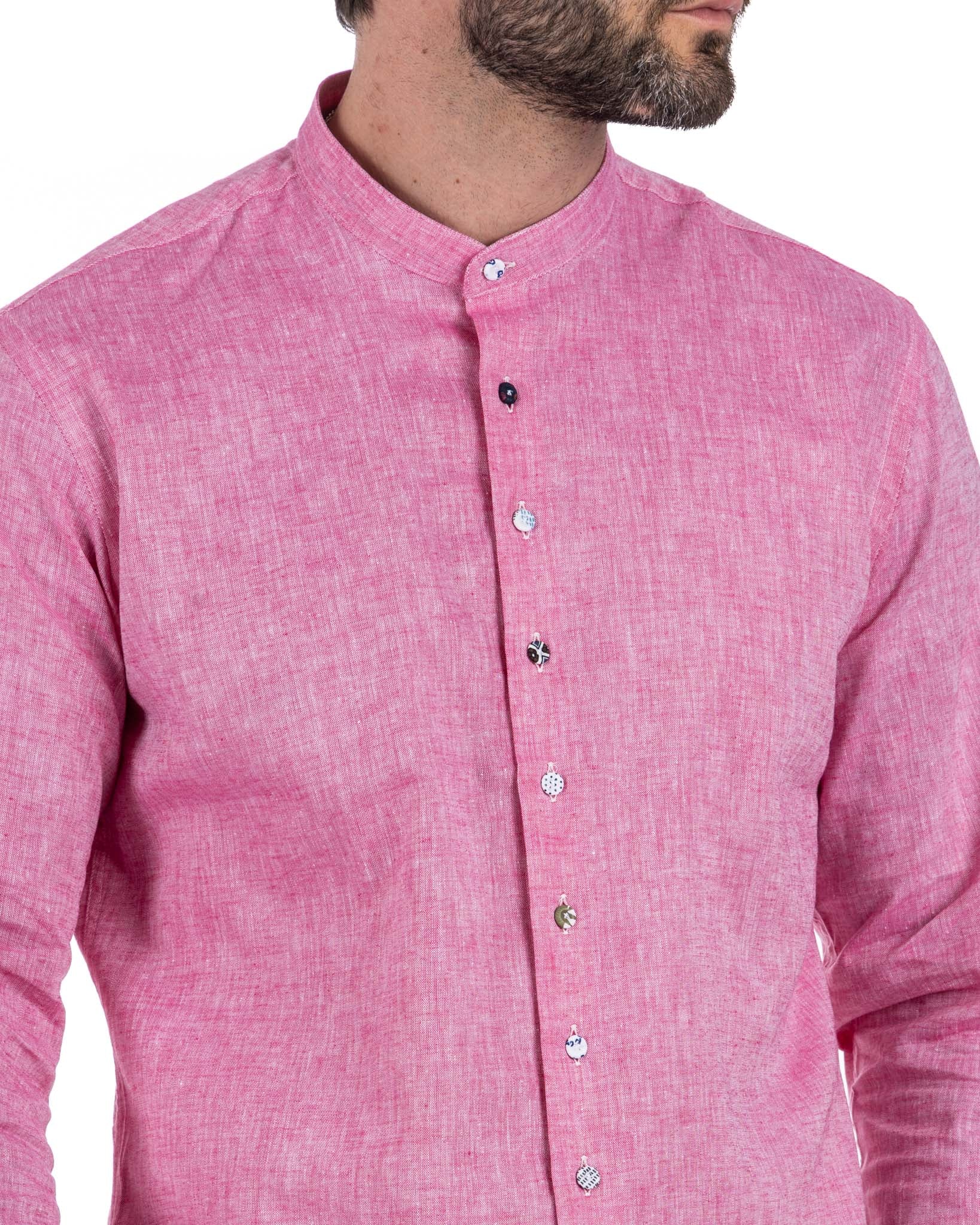 Positano - camicia coreana in lino fucsia