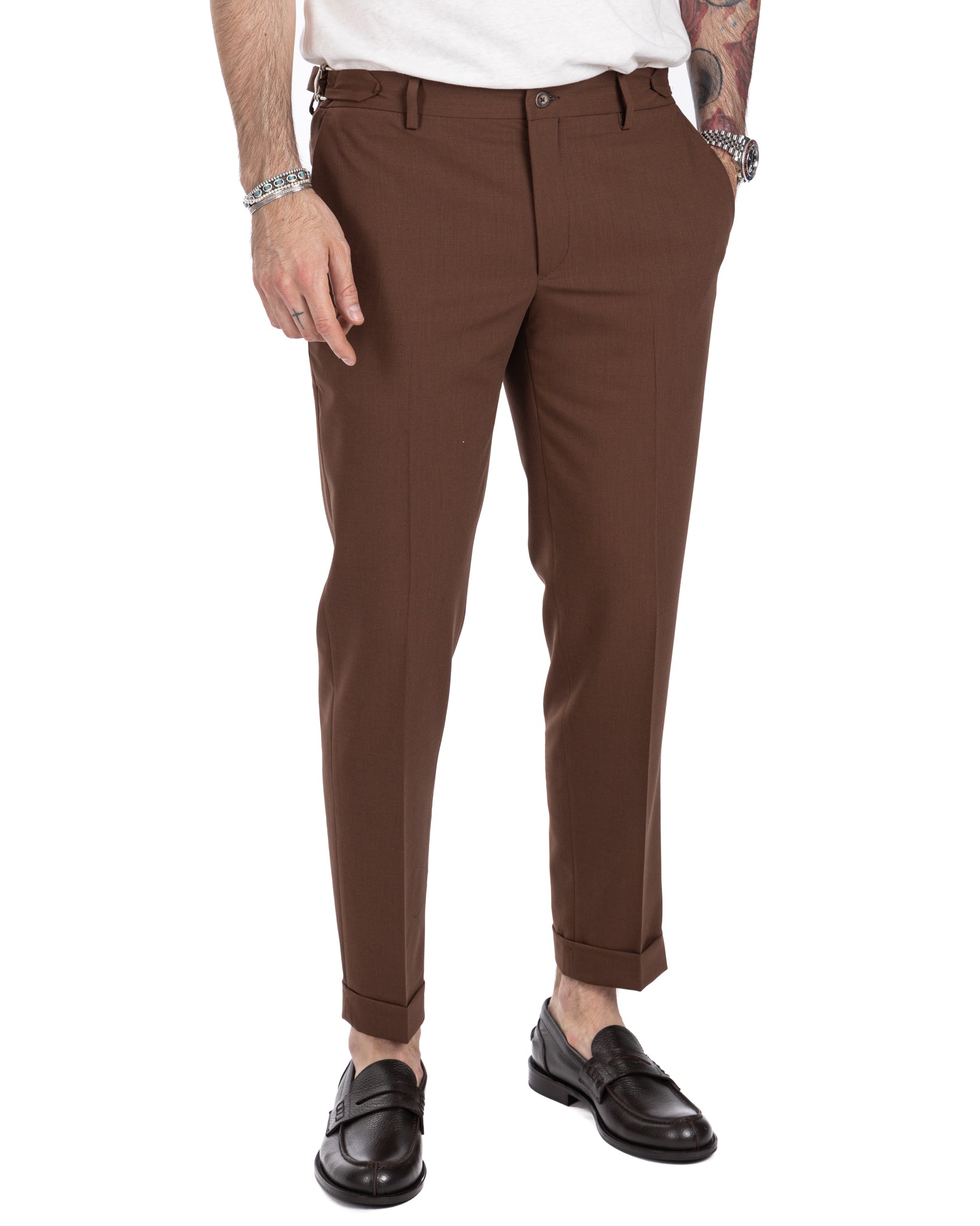Trani - pantalon à boucles marron foncé