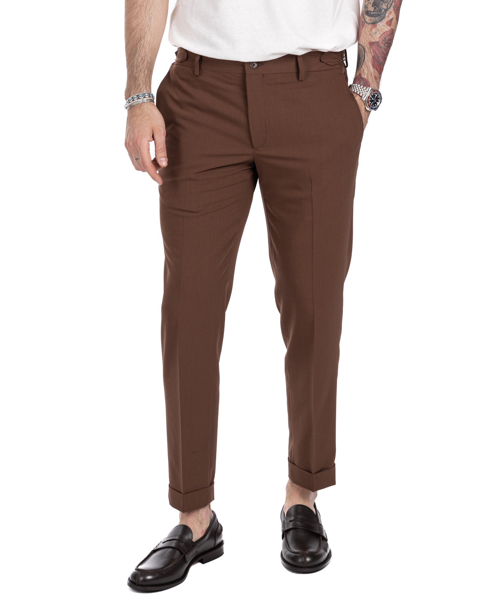 Trani - pantalon à boucles marron foncé