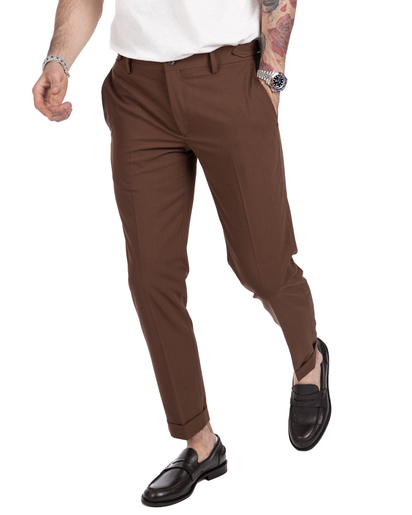 Trani - pantalon à boucles marron foncé