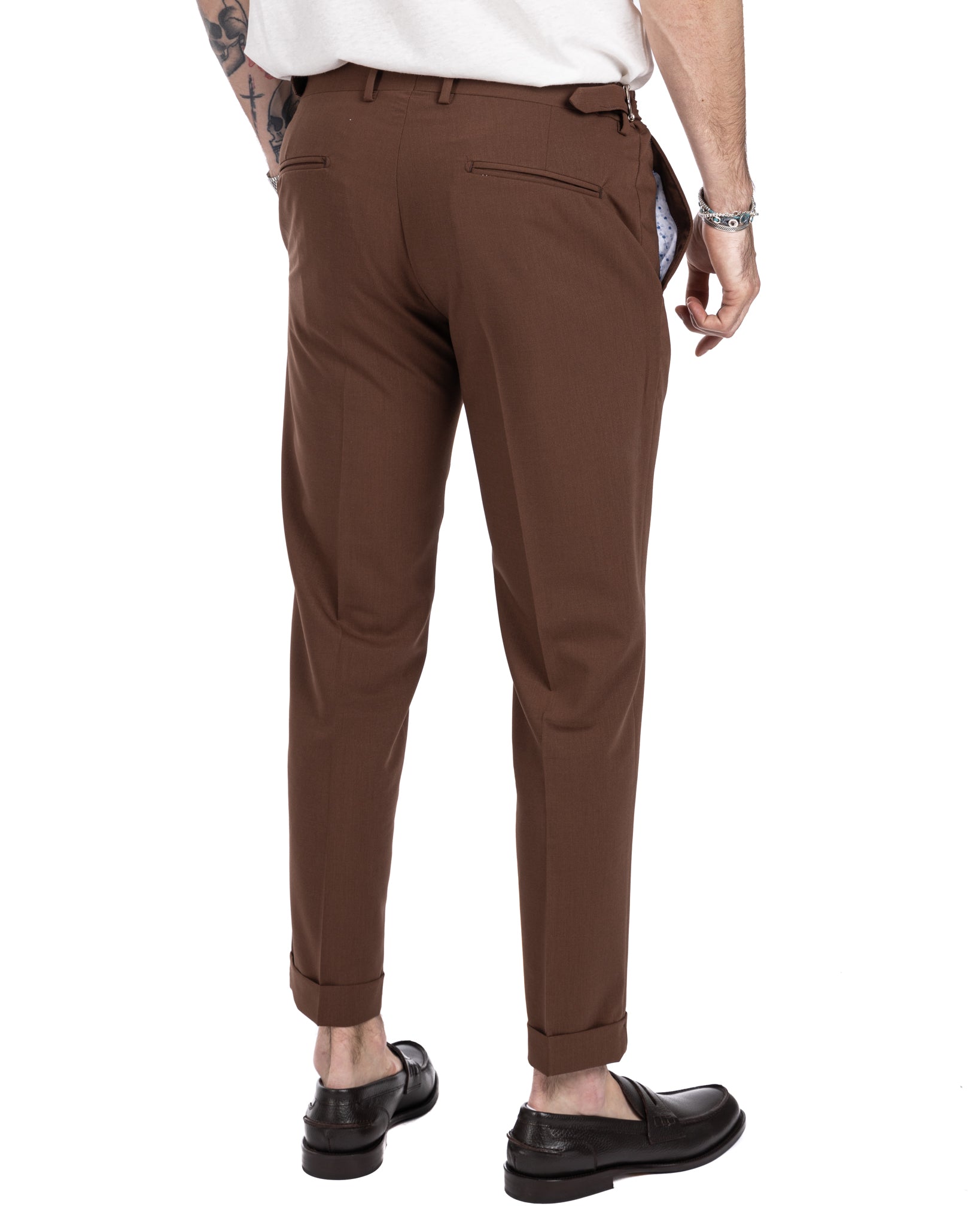 Trani - pantalon à boucles marron foncé